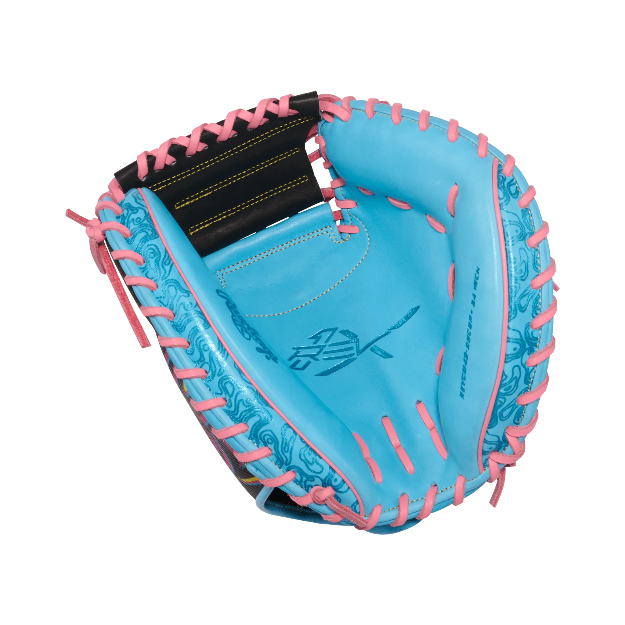 Rawlings REV1X Series Catchers Mitt Baseball Glove 34" Columbia Blue/Black - Image 3