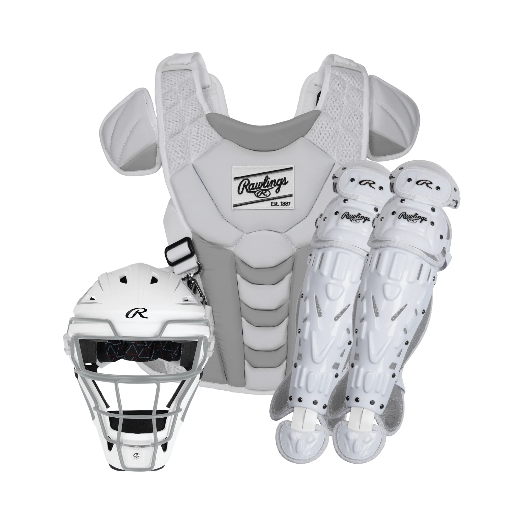 Rawlings Velo 2.0 Series Softball Catcher’s Gear Set White/Silver Kit