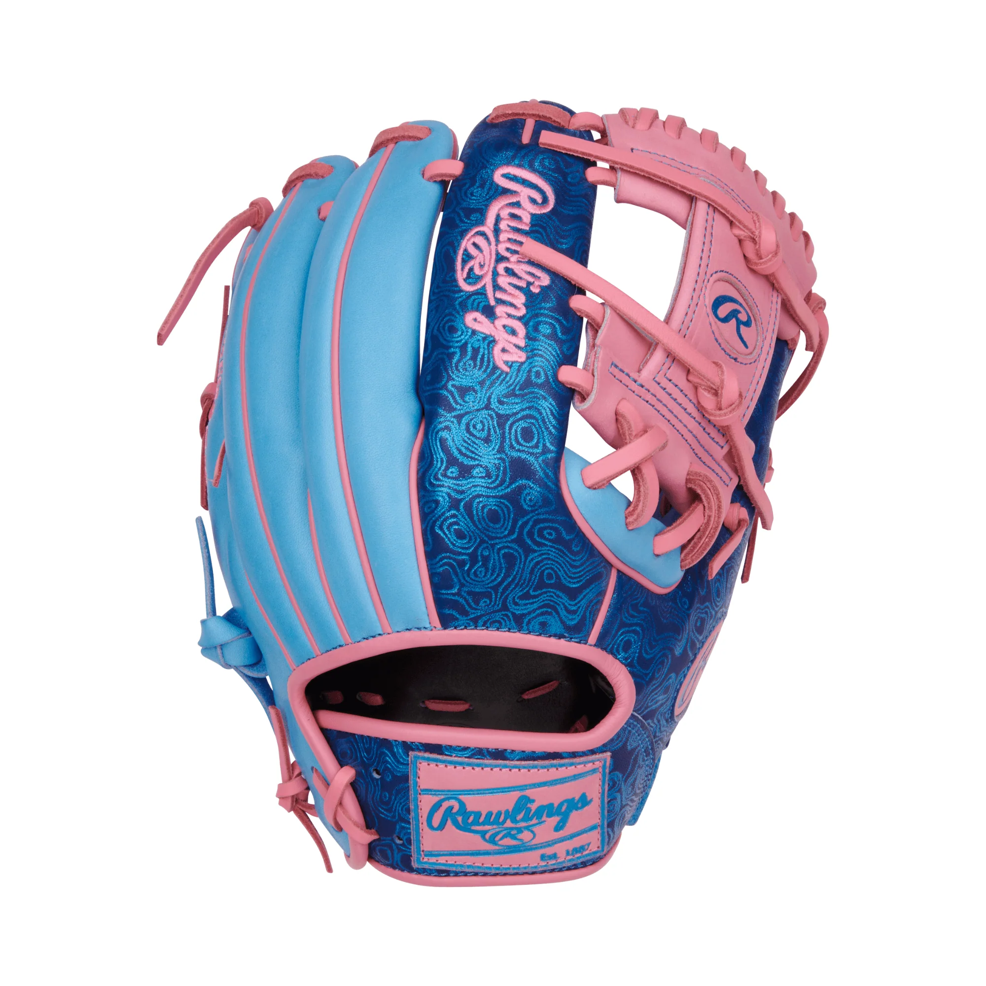 Rawlings Vibrant Series Heart of the Hide Infielders Baseball Glove - 11.5 RHT - Columbia/Royal/Pink - Image 2