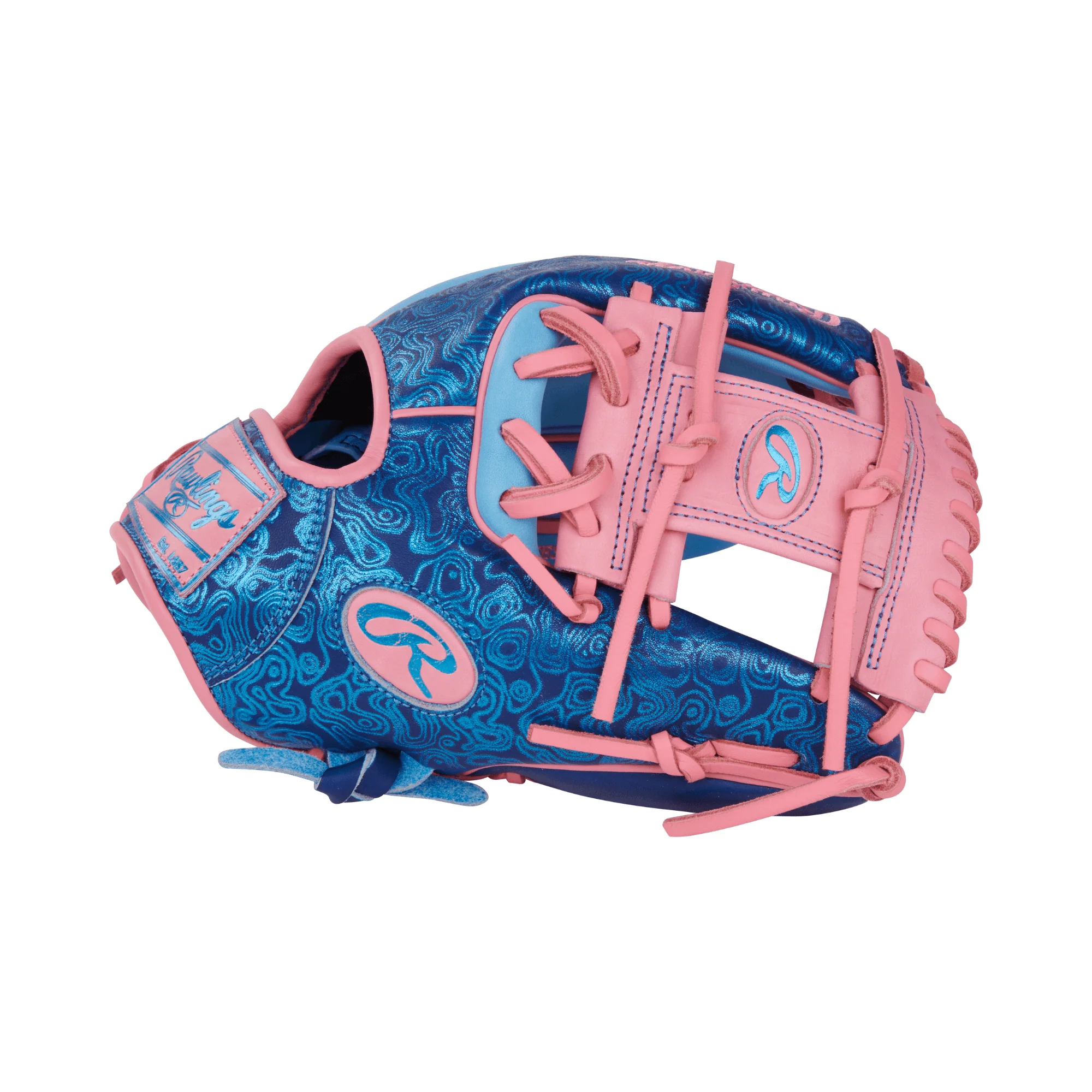 Rawlings Vibrant Series Heart of the Hide Infielders Baseball Glove - 11.5 RHT - Columbia/Royal/Pink - Image 4