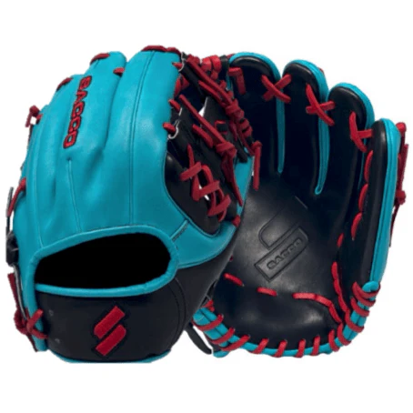 Sacco Ultra Premium Steer Hide 11.5 I-Web Dual Welt Thumb Teal, Black & Red