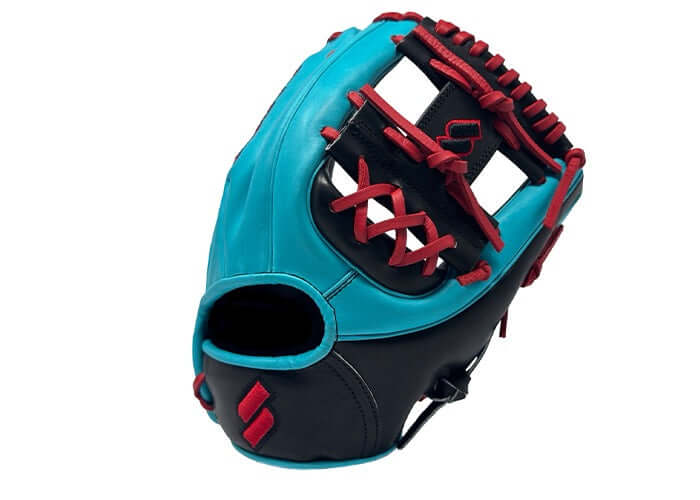 Sacco Ultra Premium Steer Hide 11.5 I-Web Dual Welt Thumb Teal, Black & Red - Image 2