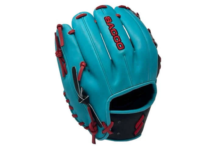 Sacco Ultra Premium Steer Hide 11.5 I-Web Dual Welt Thumb Teal, Black & Red - Image 3