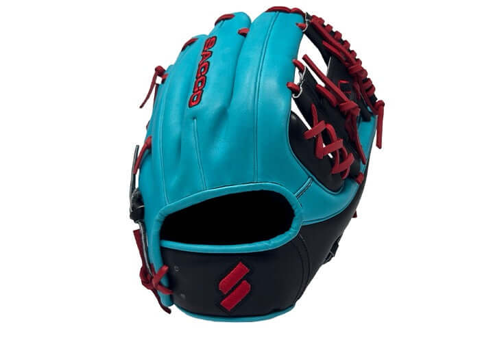 Sacco Ultra Premium Steer Hide 11.5 I-Web Dual Welt Thumb Teal, Black & Red - Image 4