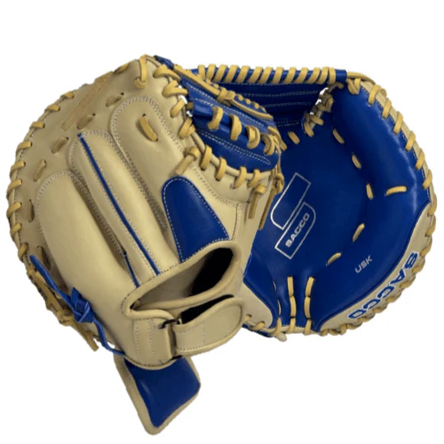 Sacco Youth Ultra Smooth Kip 32.5" Catchers Mitt w/Wrist Flap Camel & Royal