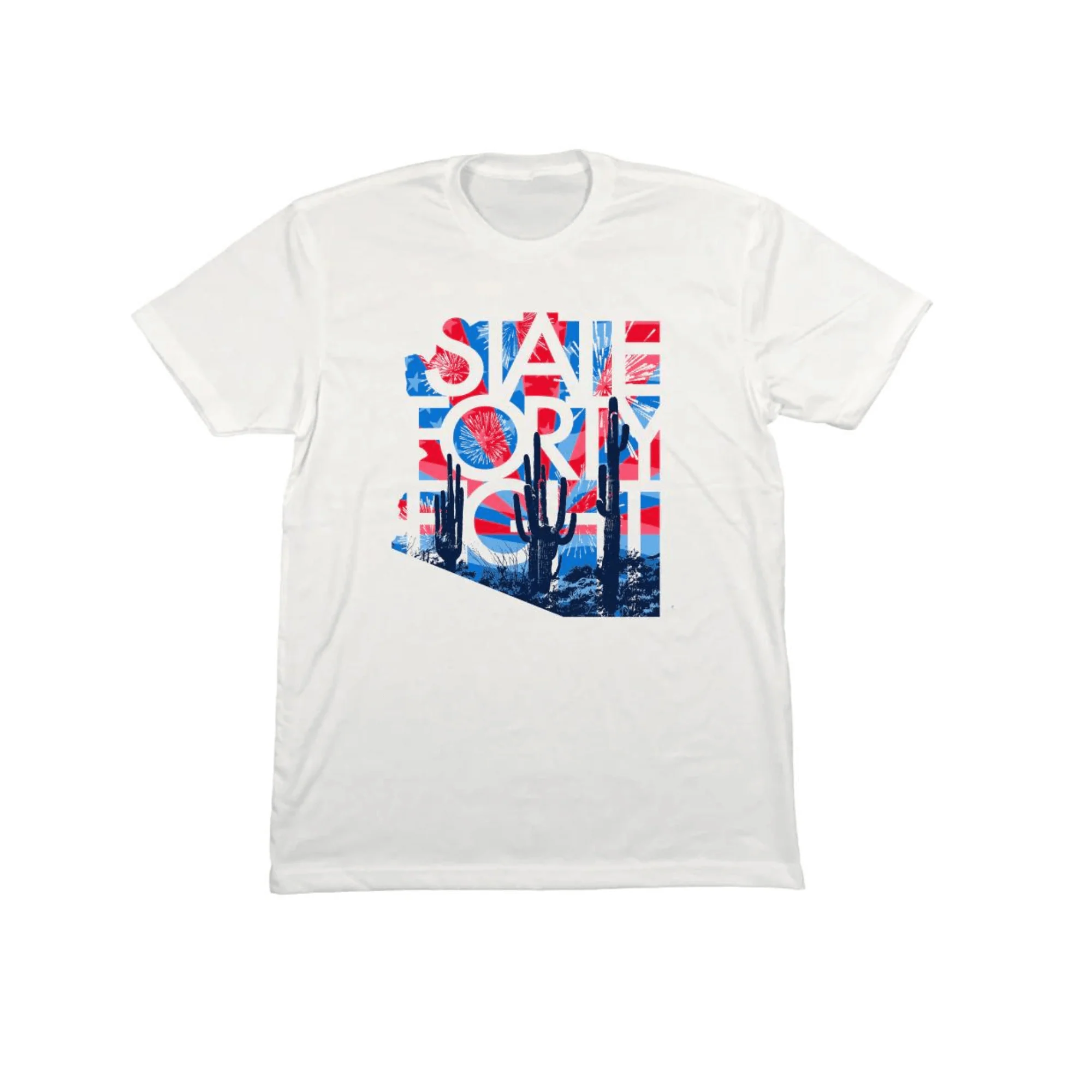 State Forty Eight Mens Crew Neck Independence Day White