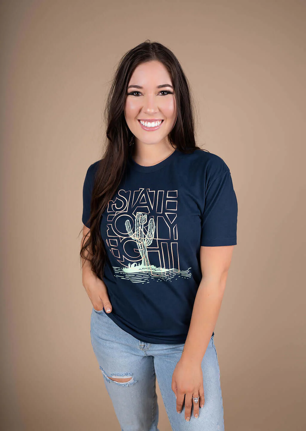 State Forty Eight Saguaro Party Crew Neck Solid Navy - Image 3