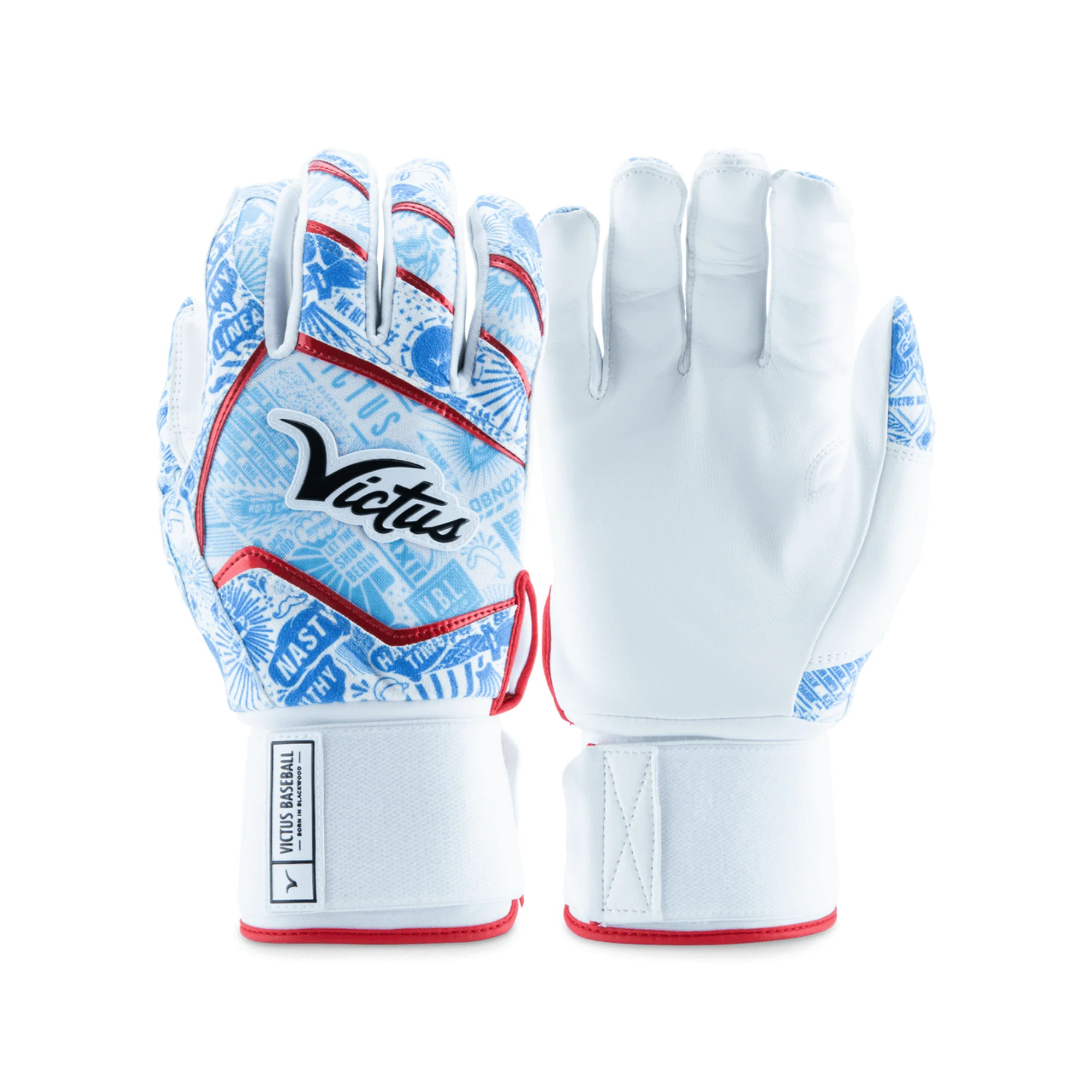 Victus Nox Full Wrap Batting Glove Red/Royal/Columbia - Image 2