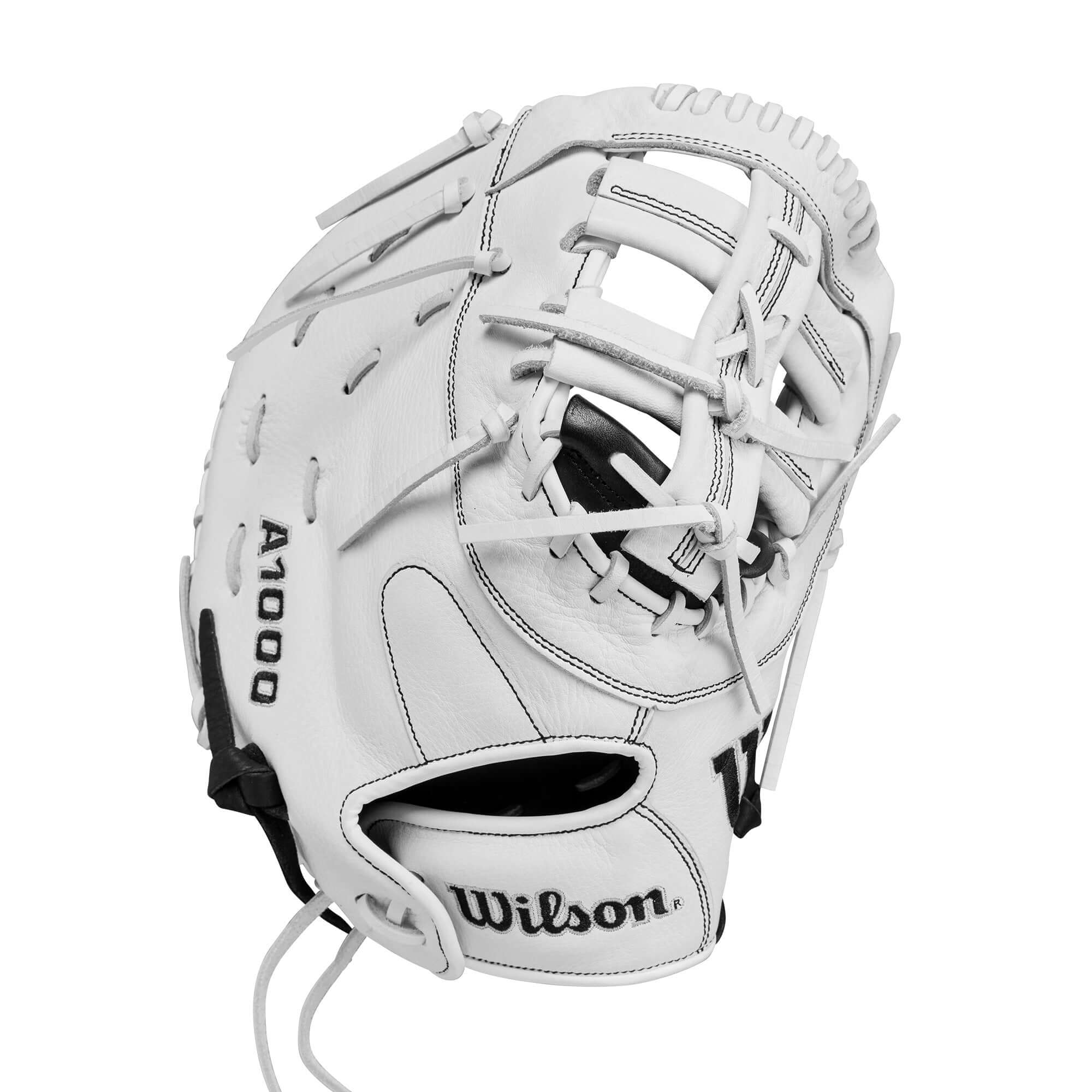Wilson 2024 A1000 1620 Fastpitch Softball First Base Mitt - 12.5" - Black/White/Silver - Image 2