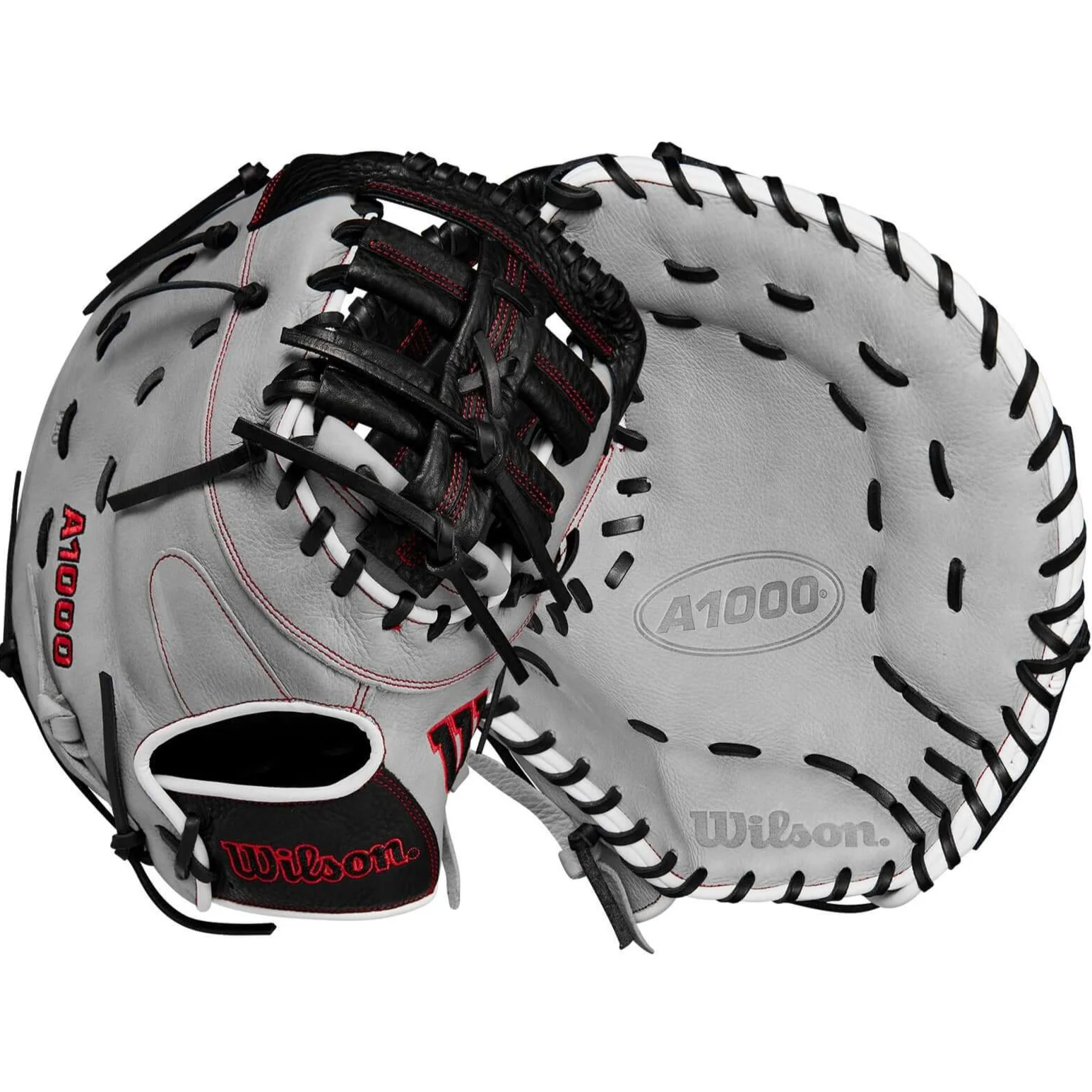 Wilson 2024 A1000 1620 Fastpitch Softball First Base Mitt - 12.5" - Silver/Black/Red