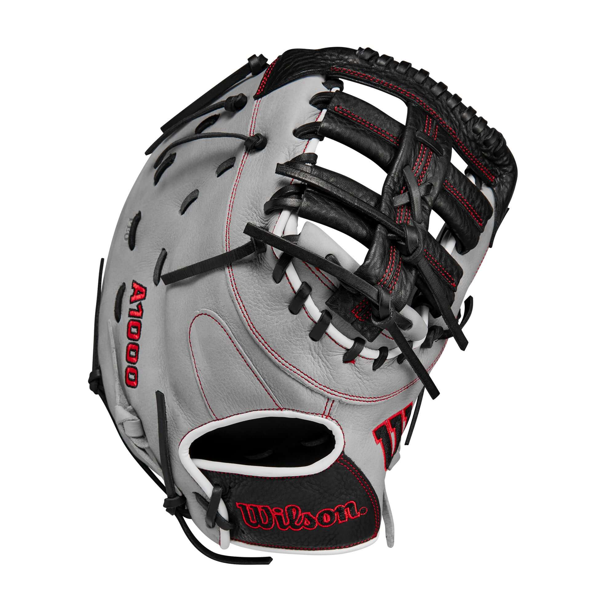 Wilson 2024 A1000 1620 Fastpitch Softball First Base Mitt - 12.5" - Silver/Black/Red - Image 2