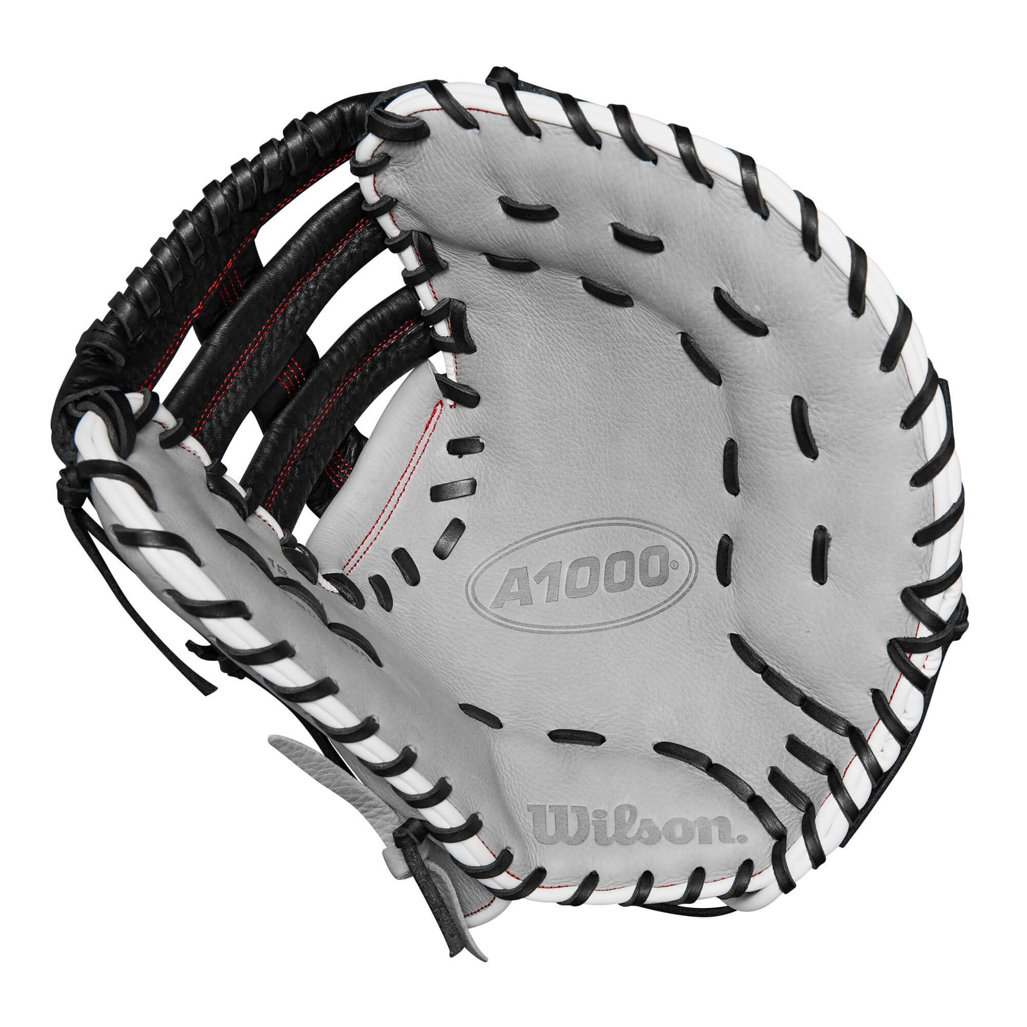 Wilson 2024 A1000 1620 Fastpitch Softball First Base Mitt - 12.5" - Silver/Black/Red - Image 3