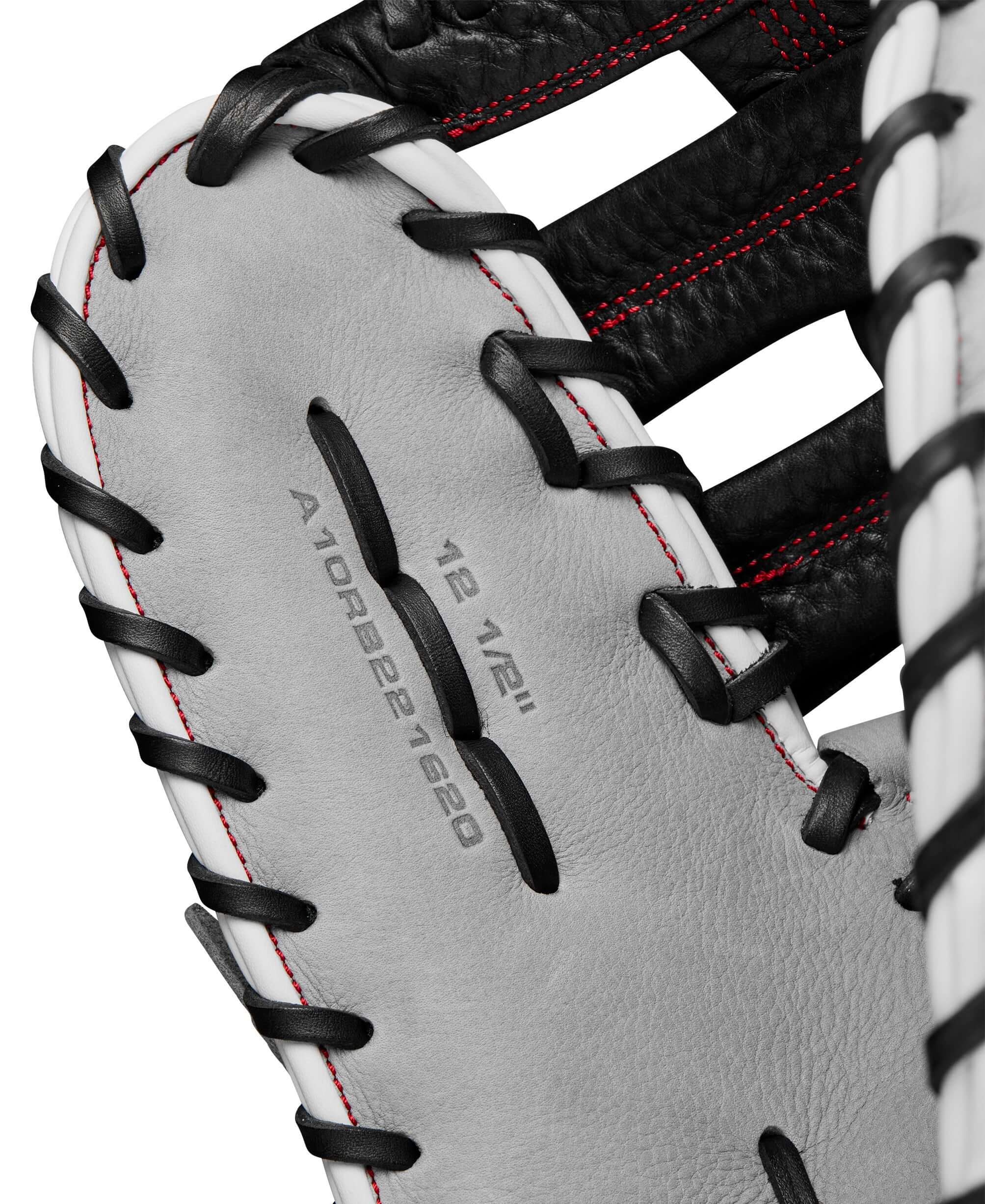 Wilson 2024 A1000 1620 Fastpitch Softball First Base Mitt - 12.5" - Silver/Black/Red - Image 8
