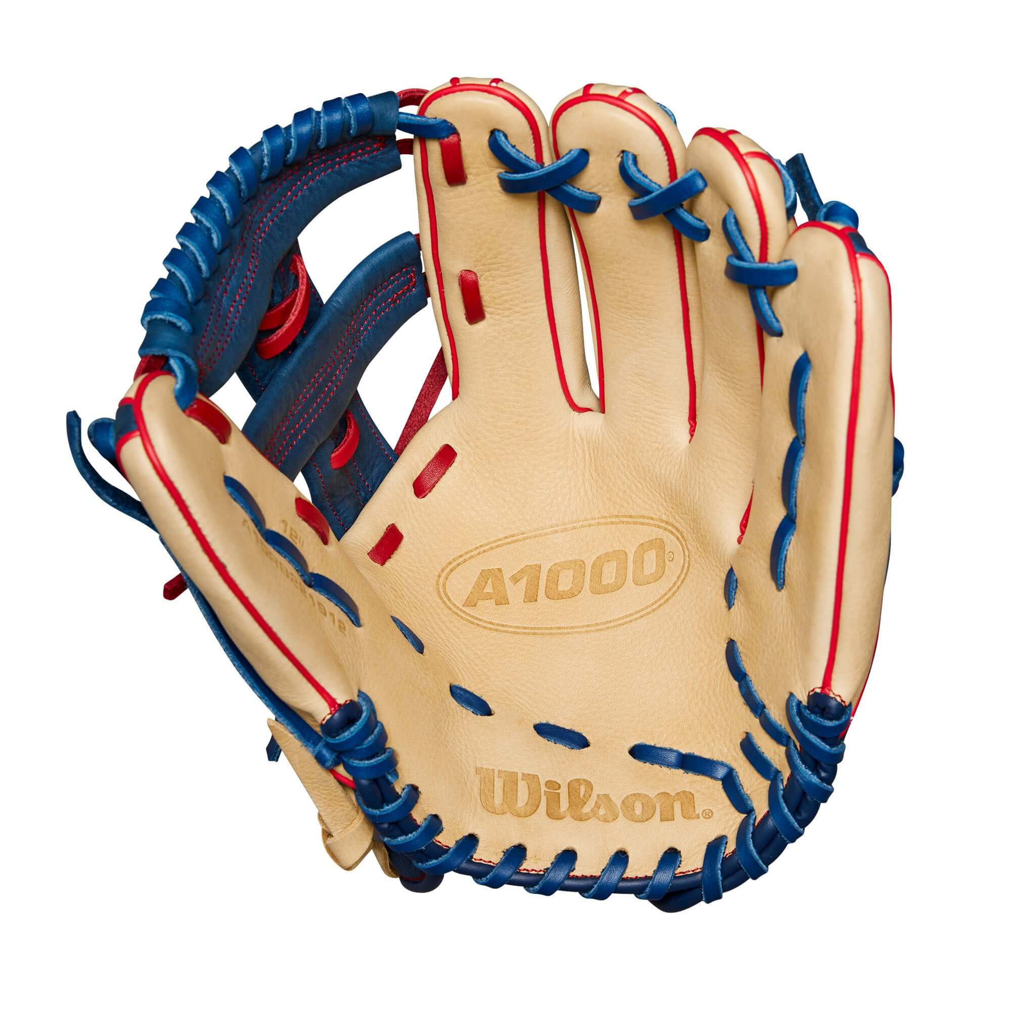 Wilson 2024 A1000 1912 Infield Baseball Glove Blonde/Navy/Red 12" - Image 3