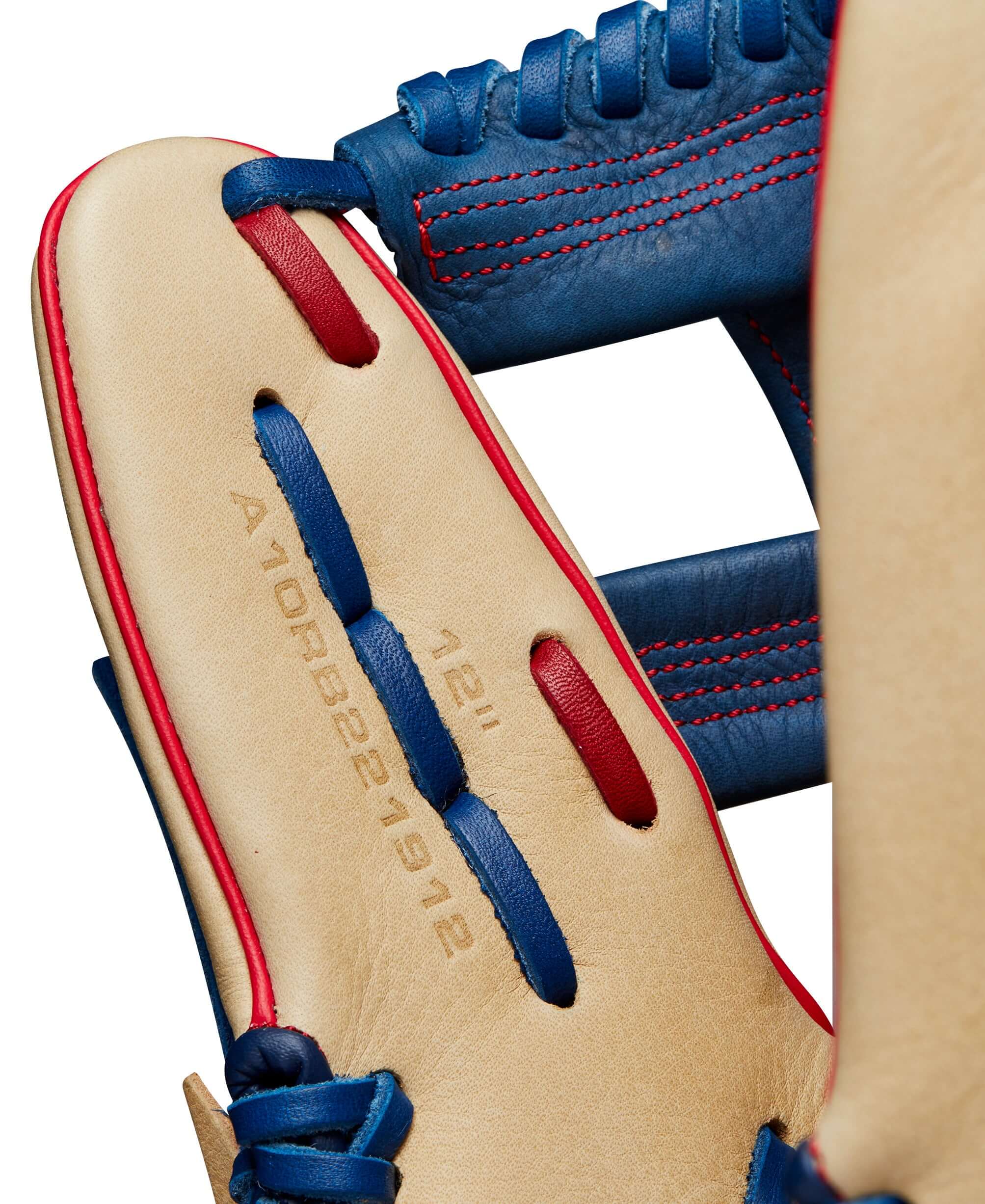 Wilson 2024 A1000 1912 Infield Baseball Glove Blonde/Navy/Red 12" - Image 8