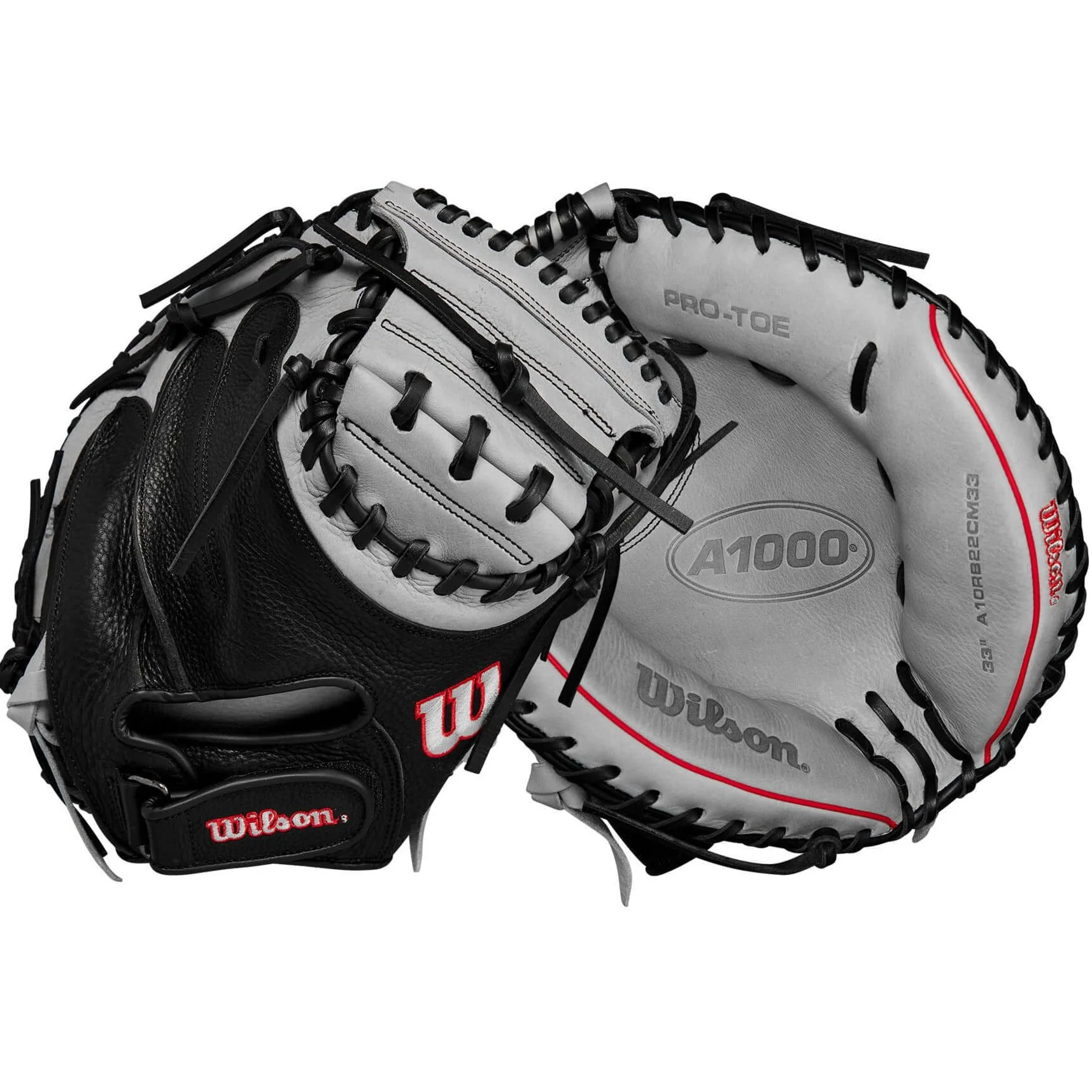 Wilson 2024 A1000 CM33 Baseball Catcher's Silver/Black/Red 33"