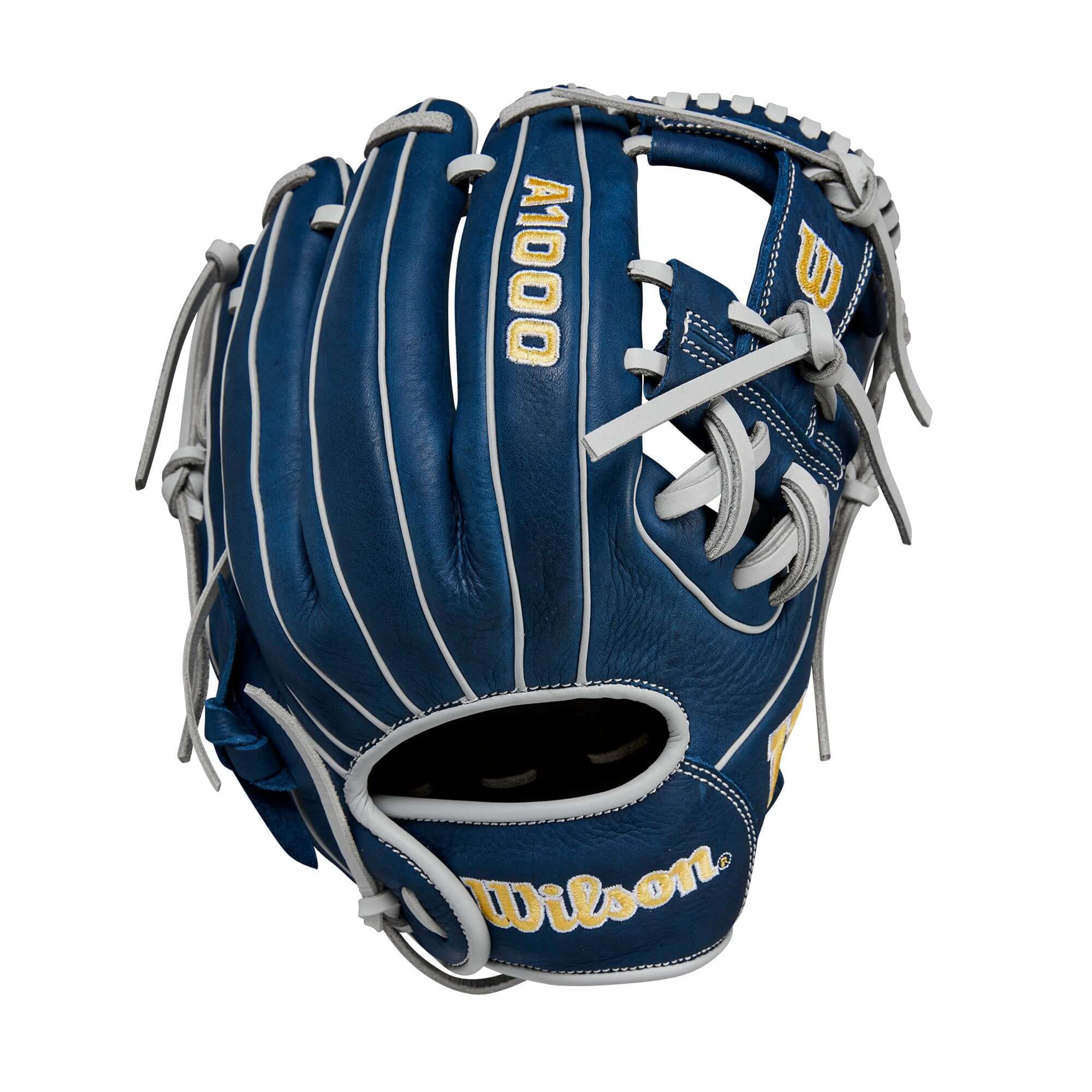 Wilson 2024 A1000 DP15 11.5” Infield Baseball Glove Navy/Silver/Yellow 11.5" - Image 2