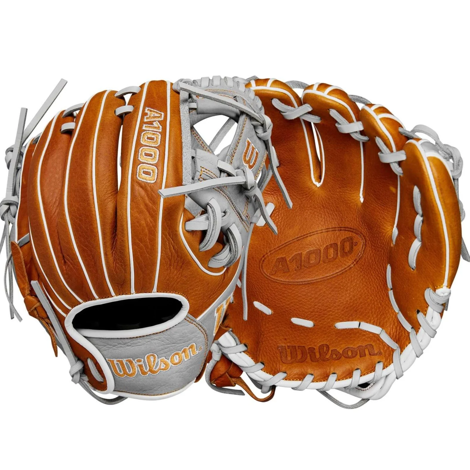 Wilson 2024 A1000 PF11 Infield Baseball Glove Saddle Tan/Silver/Wh 11"