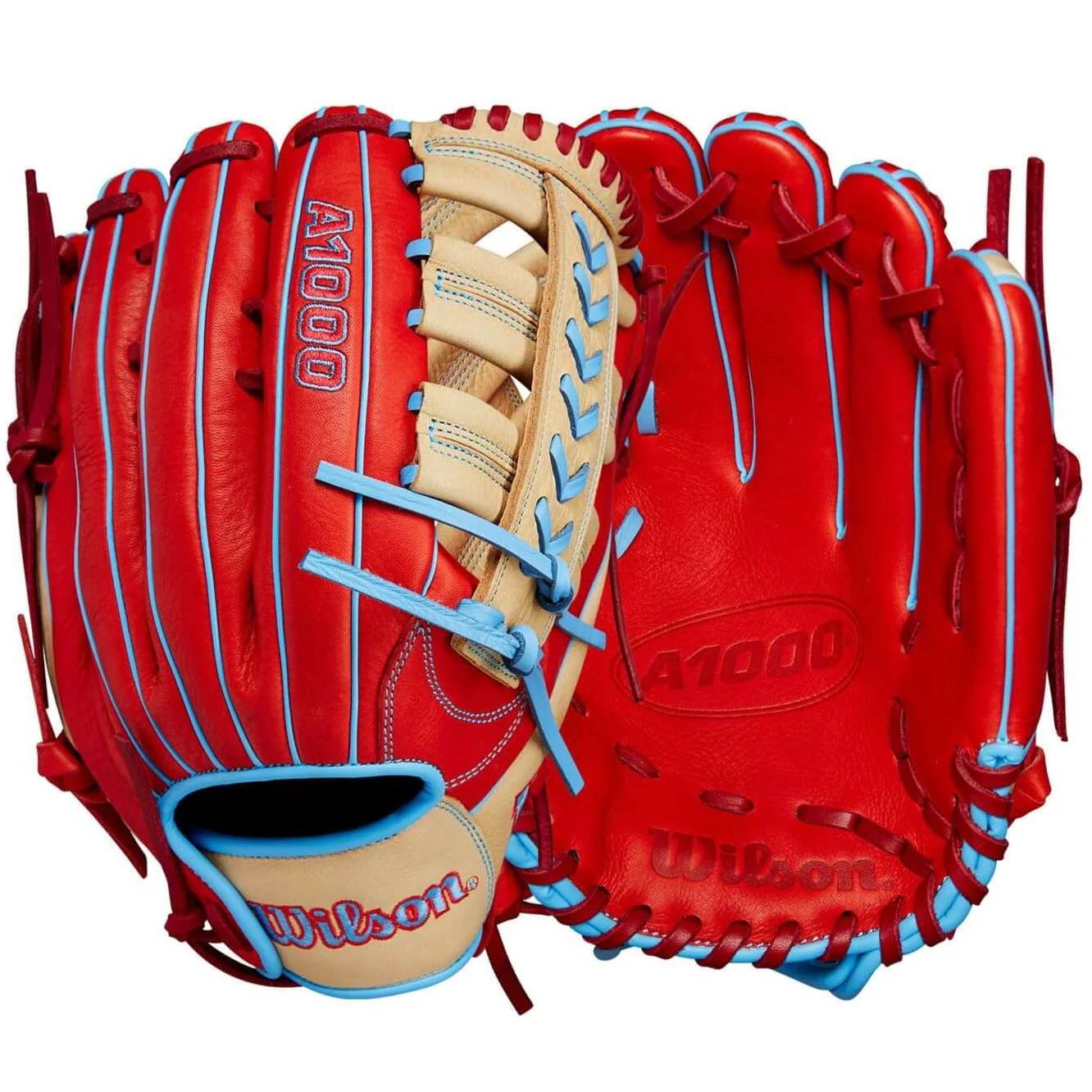 Wilson 2024 A1000 PF1892 Outfield Baseball Glove Red/Blonde/Blue 12.5"
