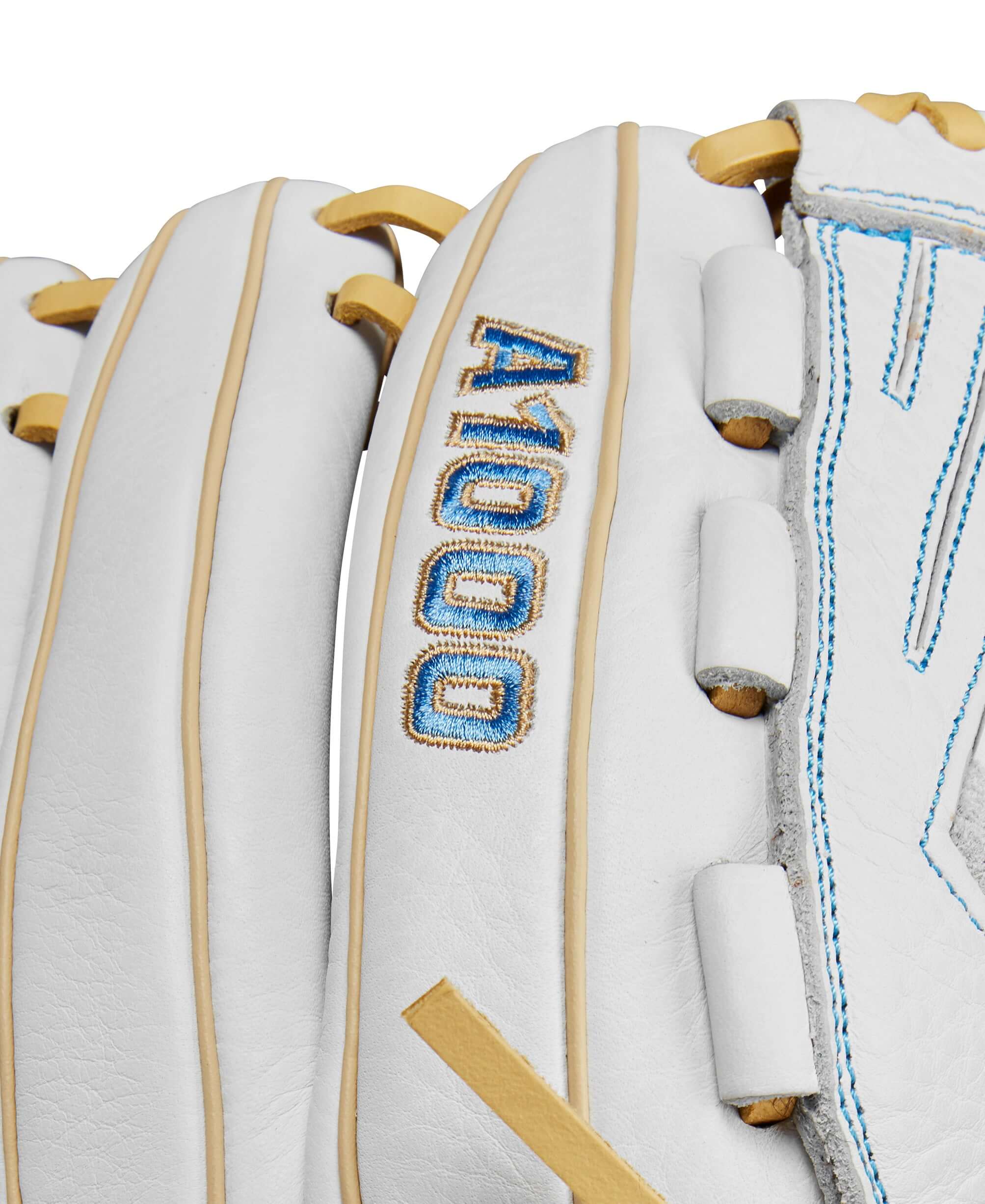 Wilson 2024 A1000 V125 Fastpitch Softball Glove White/Blue/Blonde 12.5" - Image 7