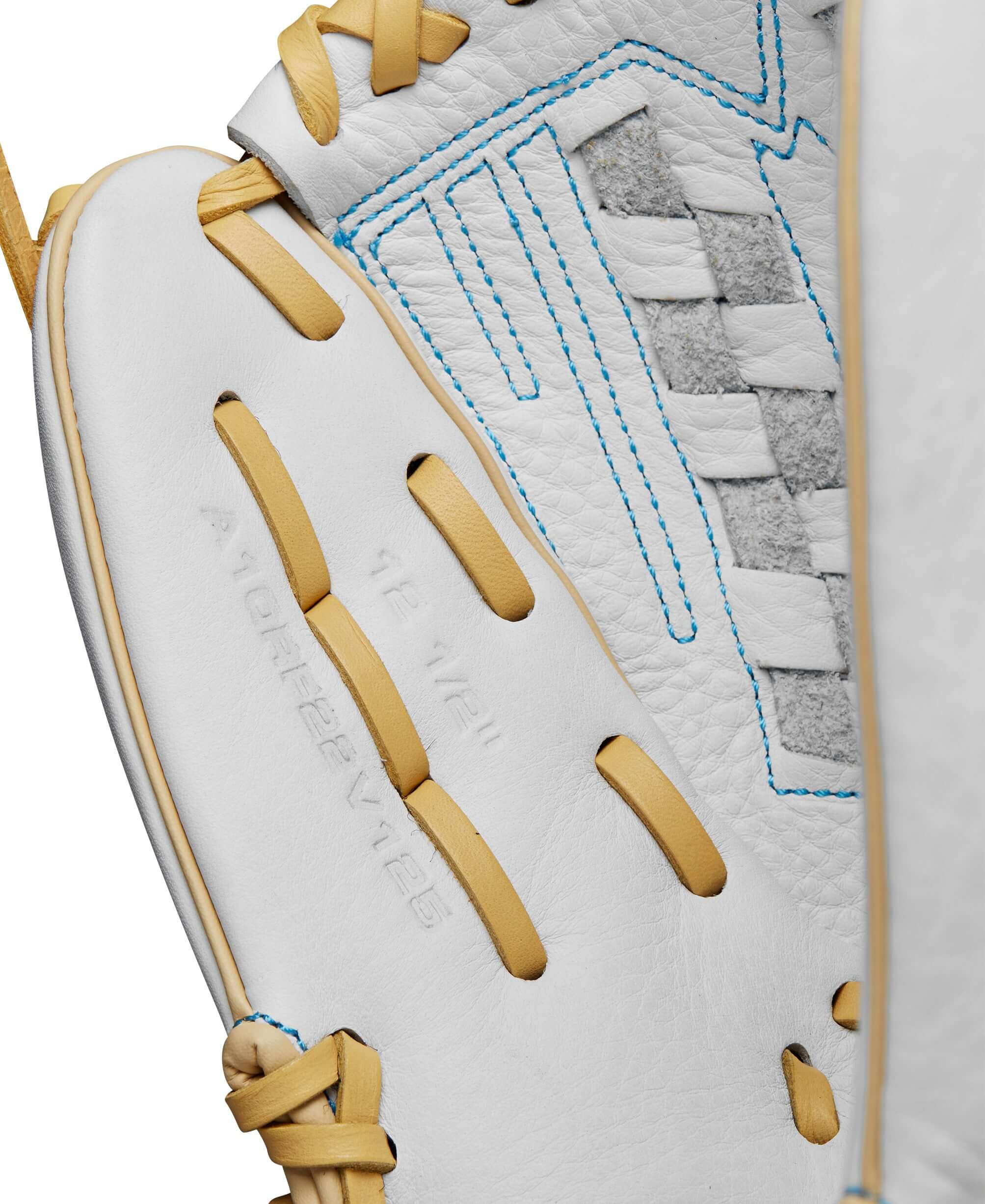 Wilson 2024 A1000 V125 Fastpitch Softball Glove White/Blue/Blonde 12.5" - Image 8