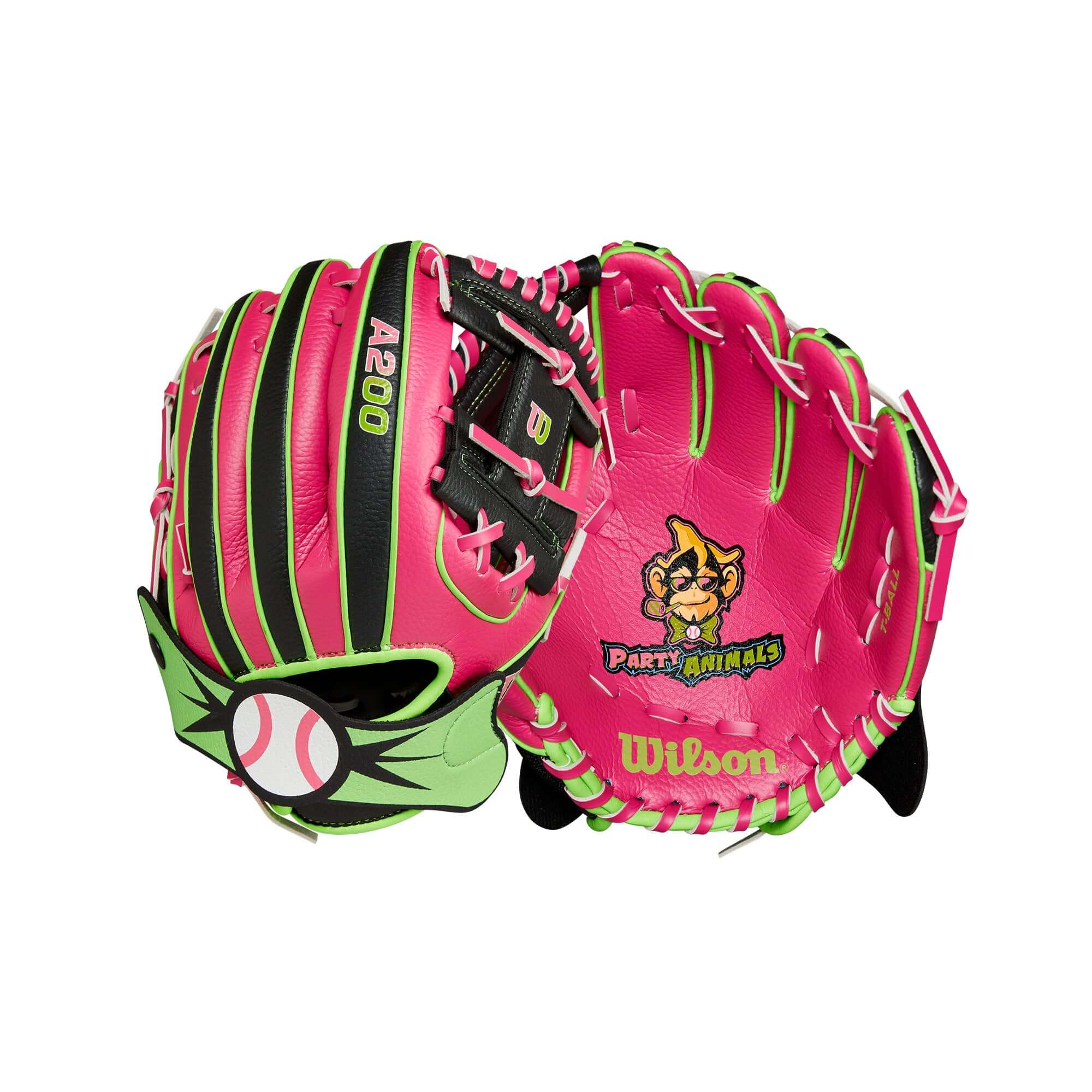 Wilson 2024 A200 Party Animals EZ Catch 10" Black/Flamingo