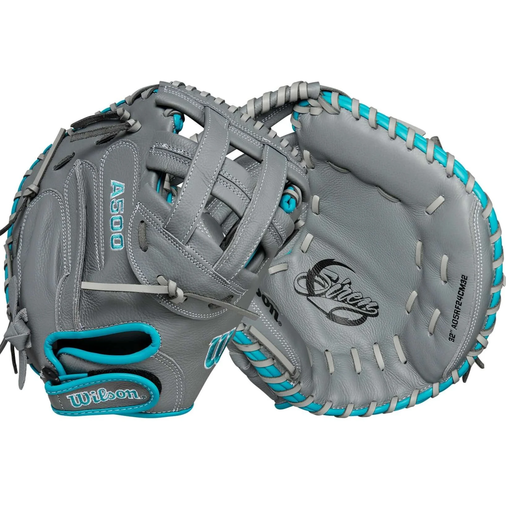 Wilson 2024 A500 Siren Catcher's Mitt 32" Grey/Teal/White