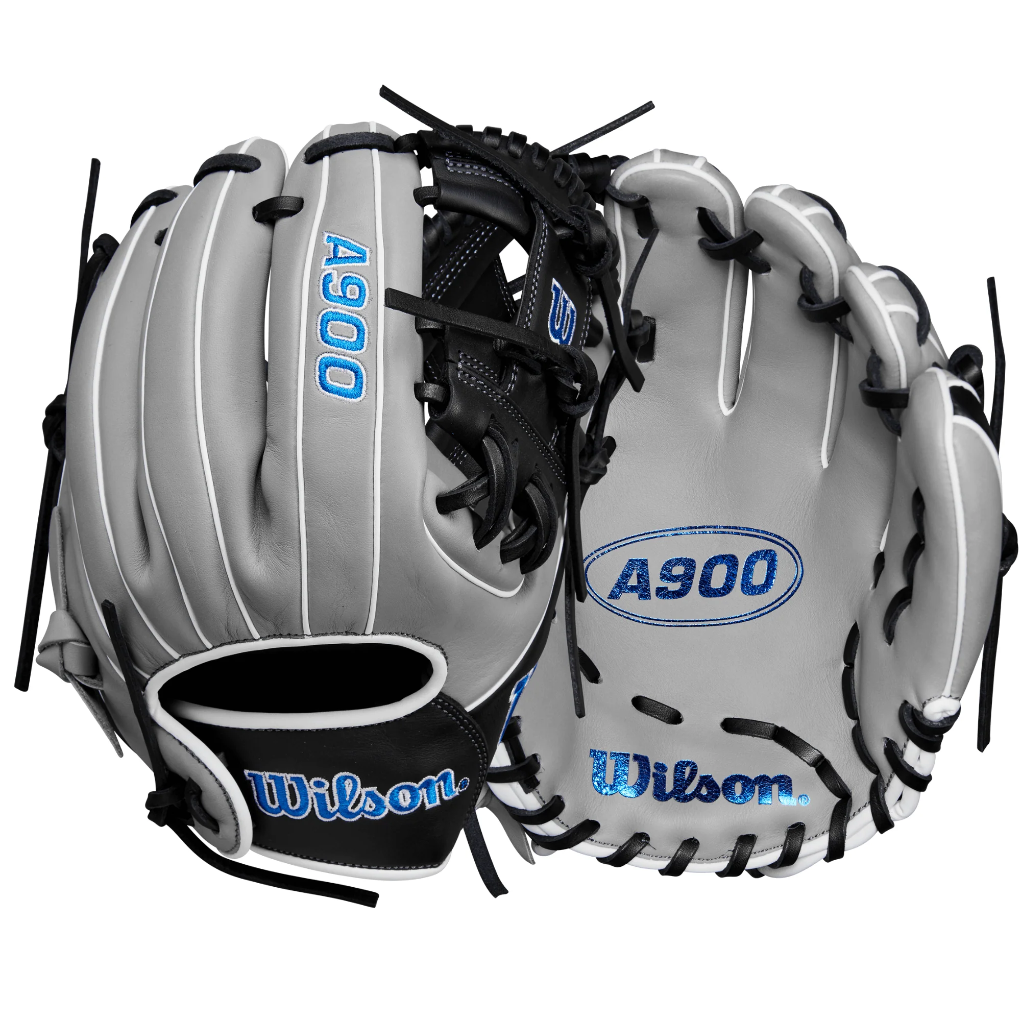 Wilson 2024 A900 PF1125 Pedroia Fit Infield Baseball Glove 11.25"Grey/Black/Royal