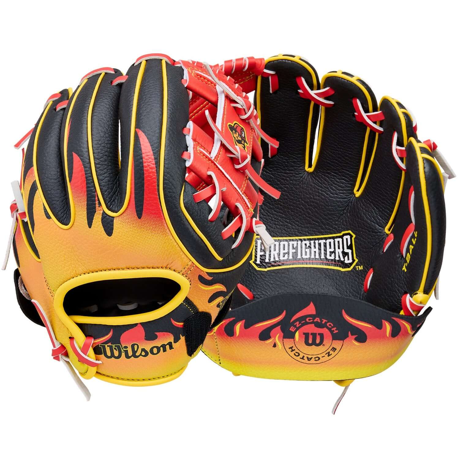 Wilson 2026 A200 EZ Firefighters 10" Youth Baseball Glove Red/Black LHT