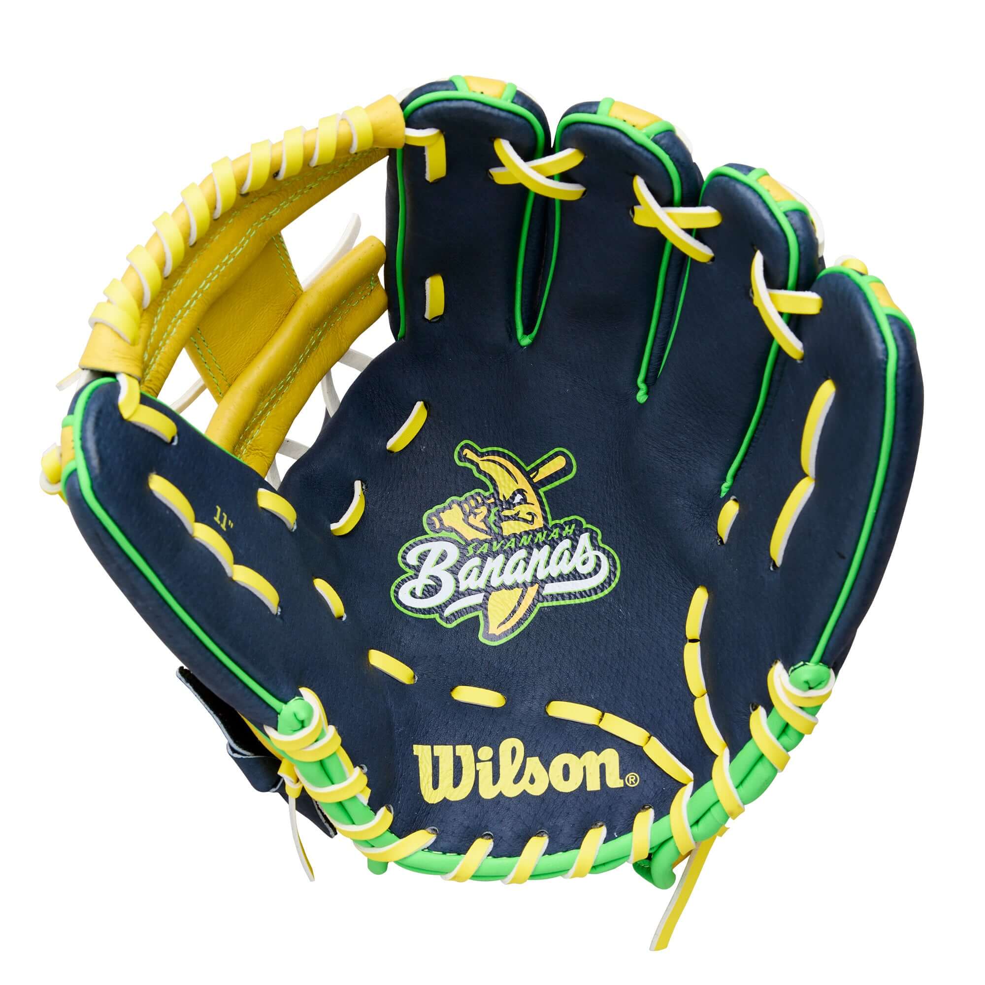 Wilson 2026 A450 Savannah Bananas 11" Youth Basebaball Glove Ye/Nav/Neon LHT - Image 3