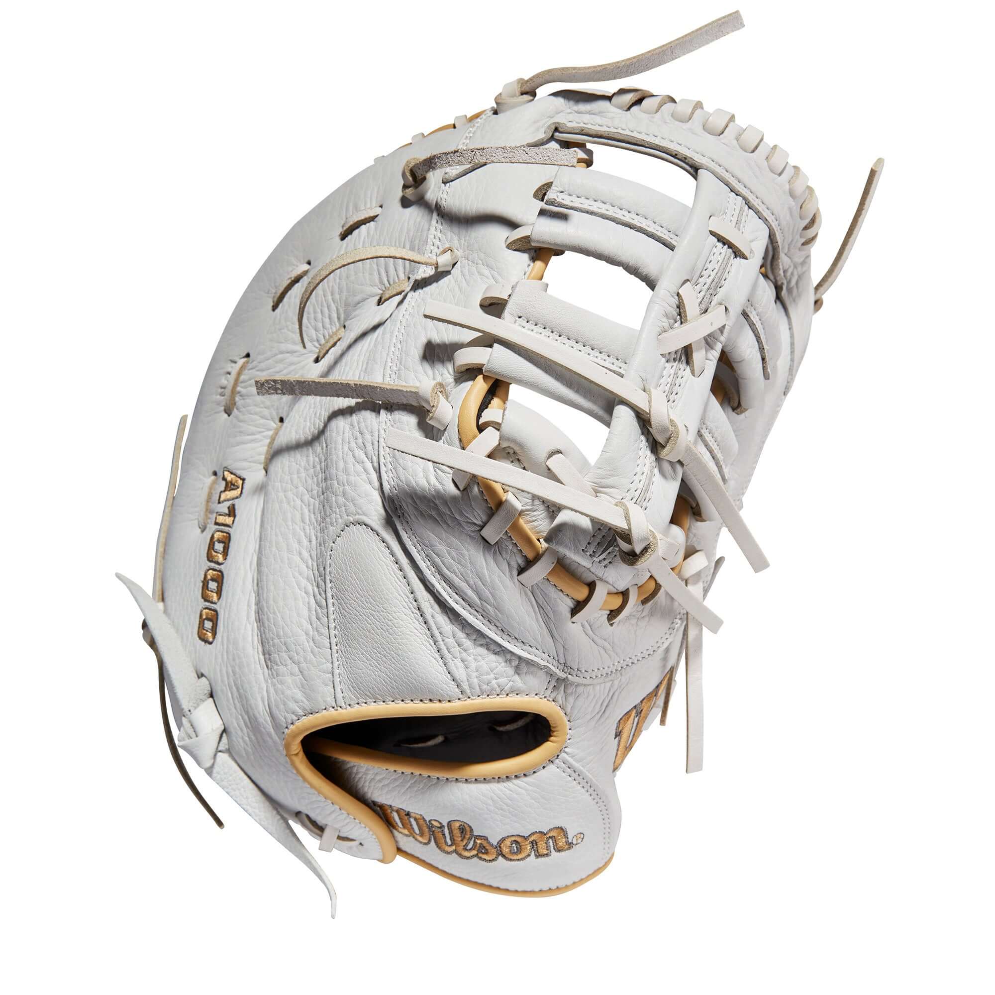 Wilson A1000  Fastpitch 1620 1B Mitt LHT 12.5 White/Blonde/Grey - Image 2