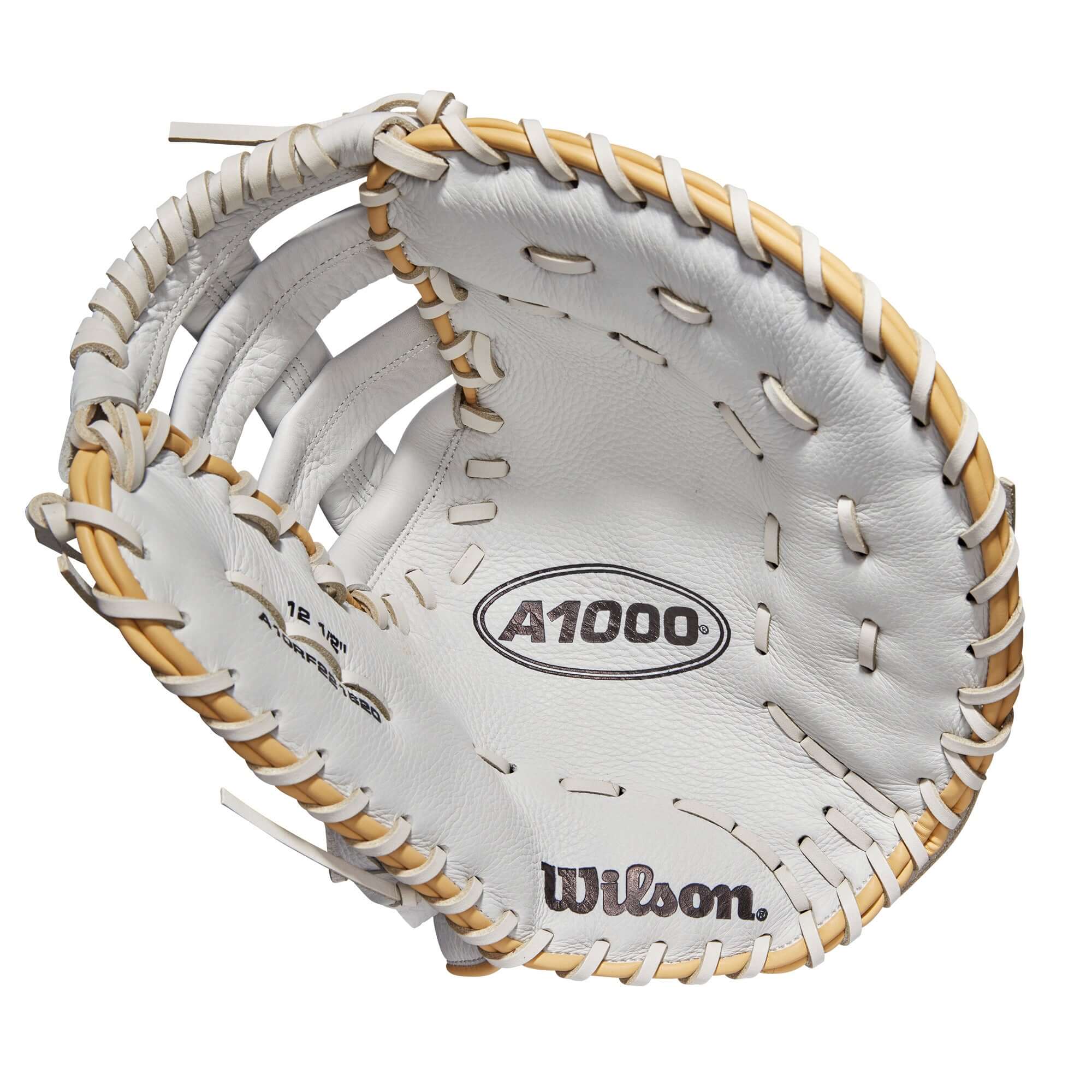 Wilson A1000  Fastpitch 1620 1B Mitt LHT 12.5 White/Blonde/Grey - Image 3