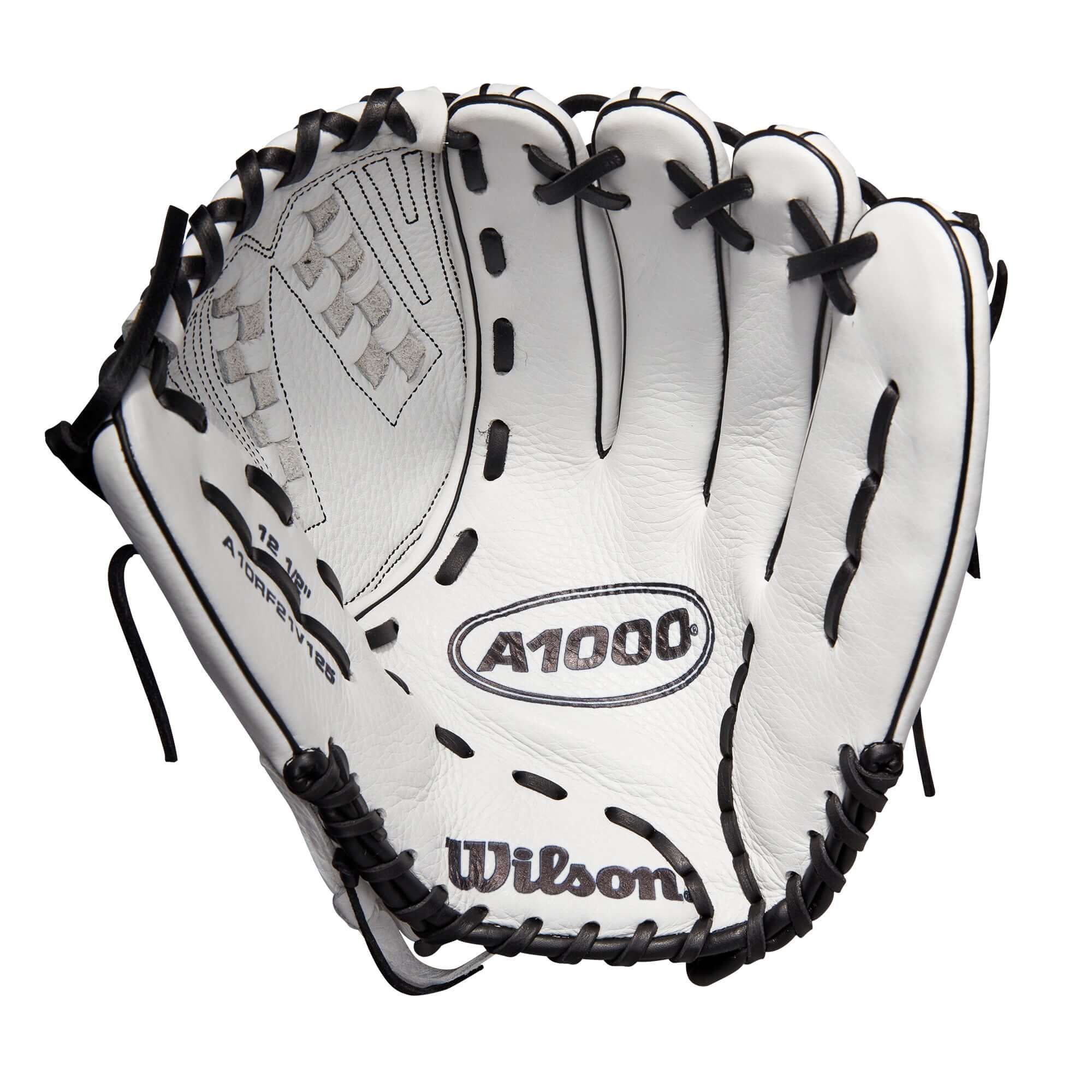 Wilson A1000  Fastpitch  Outfield/Pitcher's glove V125 12.5 White/White/Black & Blonde - Image 2
