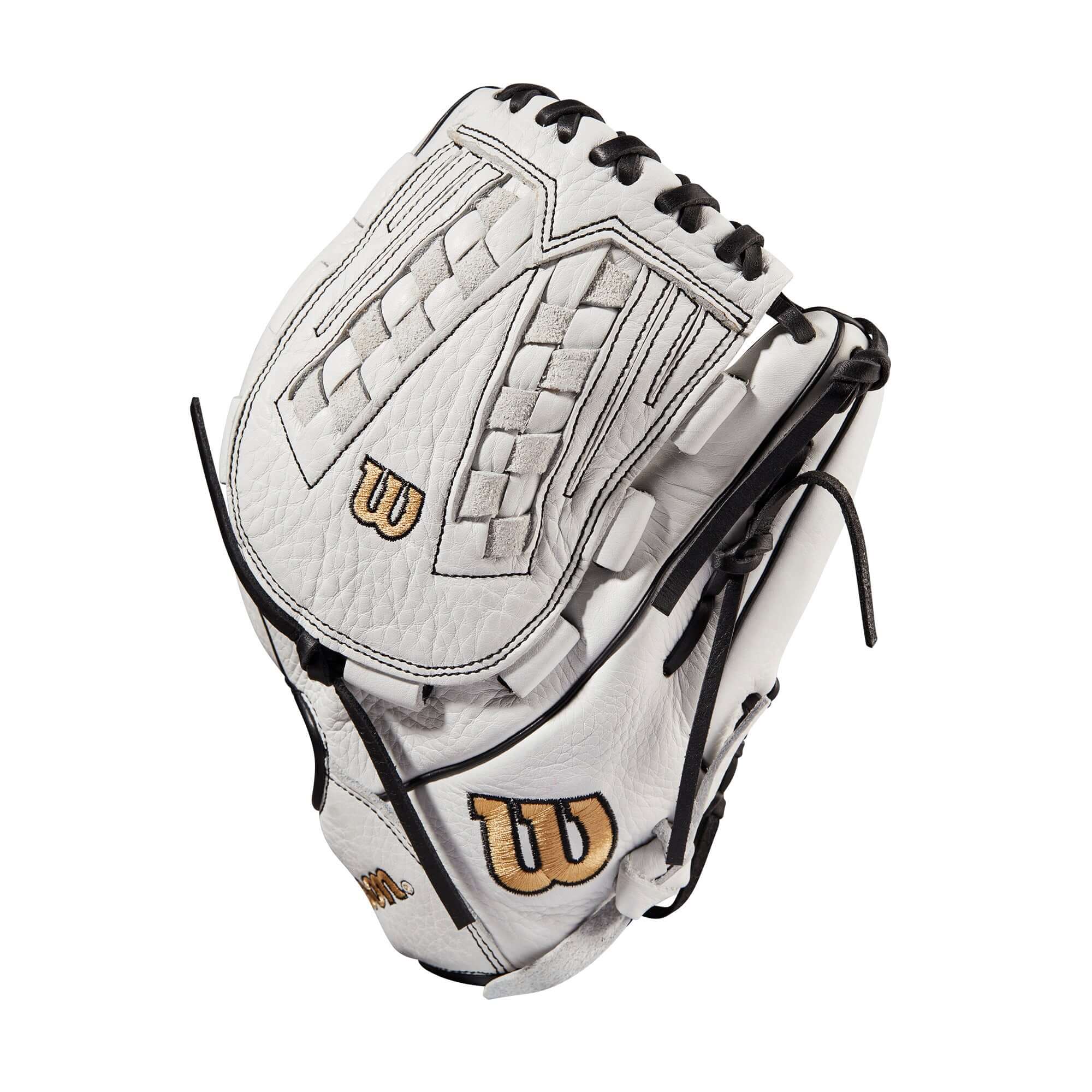 Wilson A1000  Fastpitch  Outfield/Pitcher's glove V125 12.5 White/White/Black & Blonde - Image 3