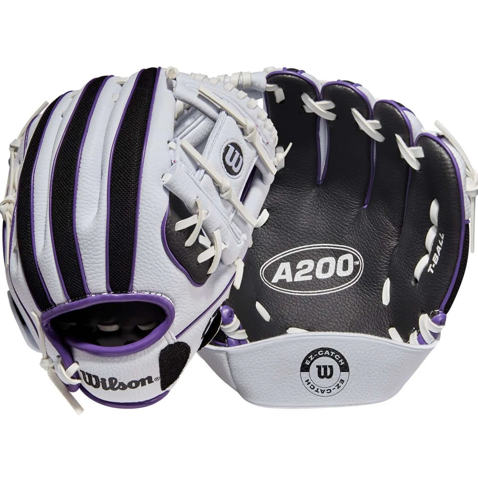 Wilson A200  EZ Catch Baseball 10-inch  White/Black/Purple
