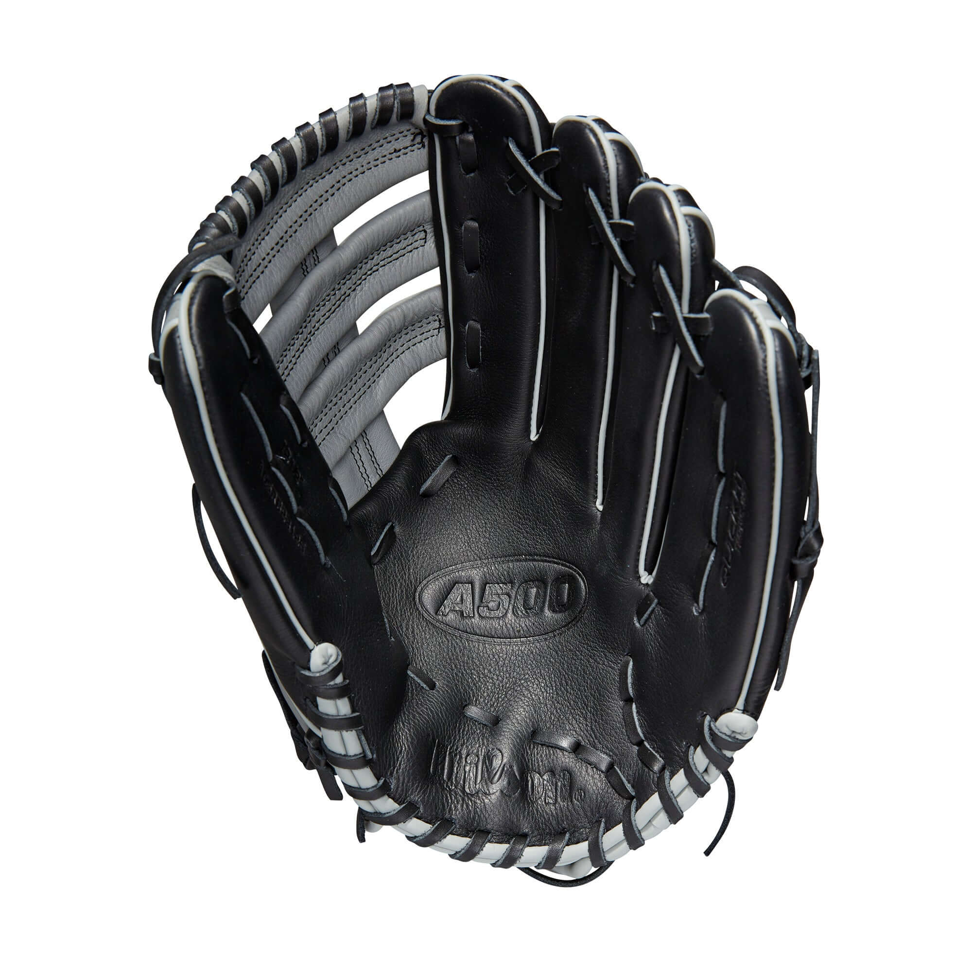 Wilson A500 12.5" Utility Youth Baseball Glove - Black/Grey/Tropical Blue - RHT - Image 2