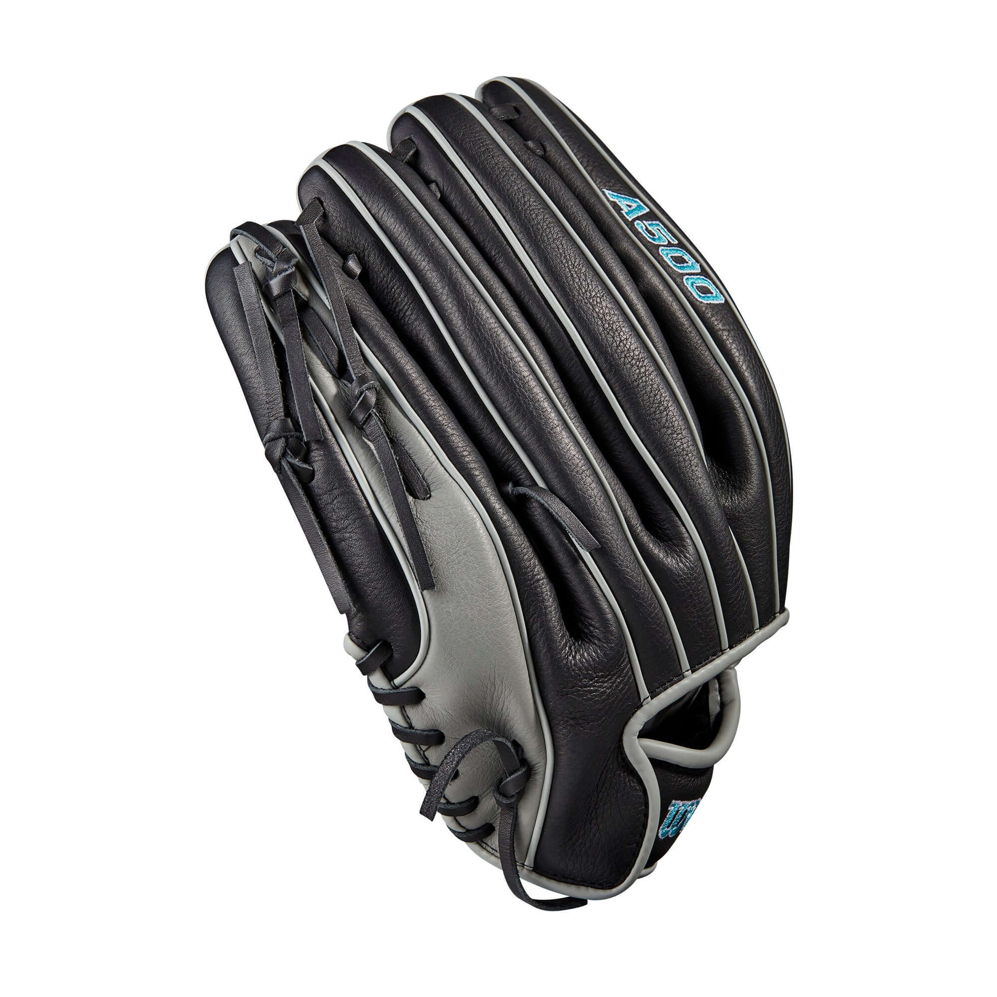 Wilson A500 12.5" 23 Youth Baseball Glove - Black/Grey/Tropical Blue - LHT - Image 5