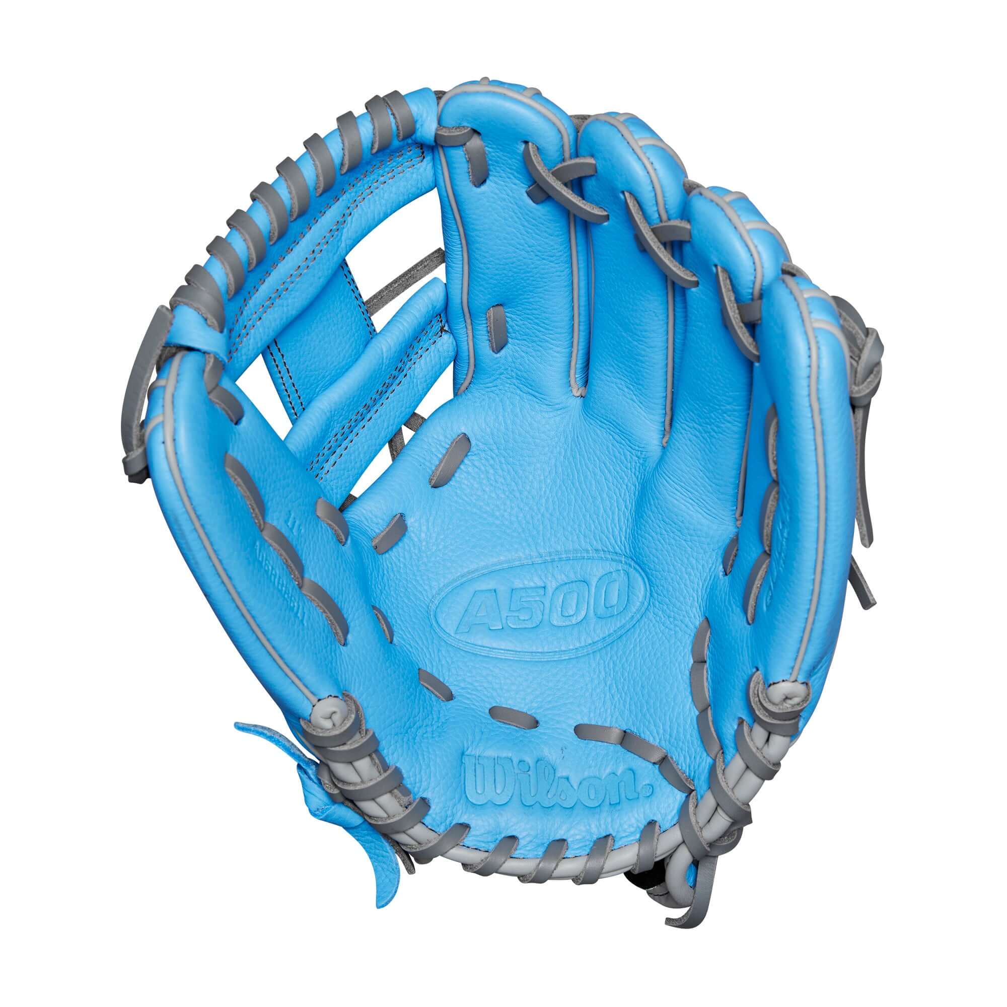 Wilson A500 Utility Youth Baseball Glove Blue/Grey/Red 11" - Image 2
