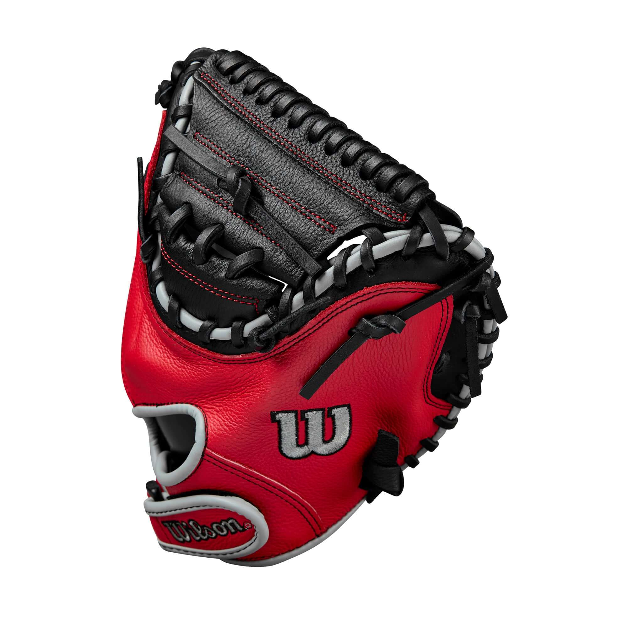 Wilson A500 Youth Baseball Catcher's Mitt 32" Black/Red/Grey - Image 4