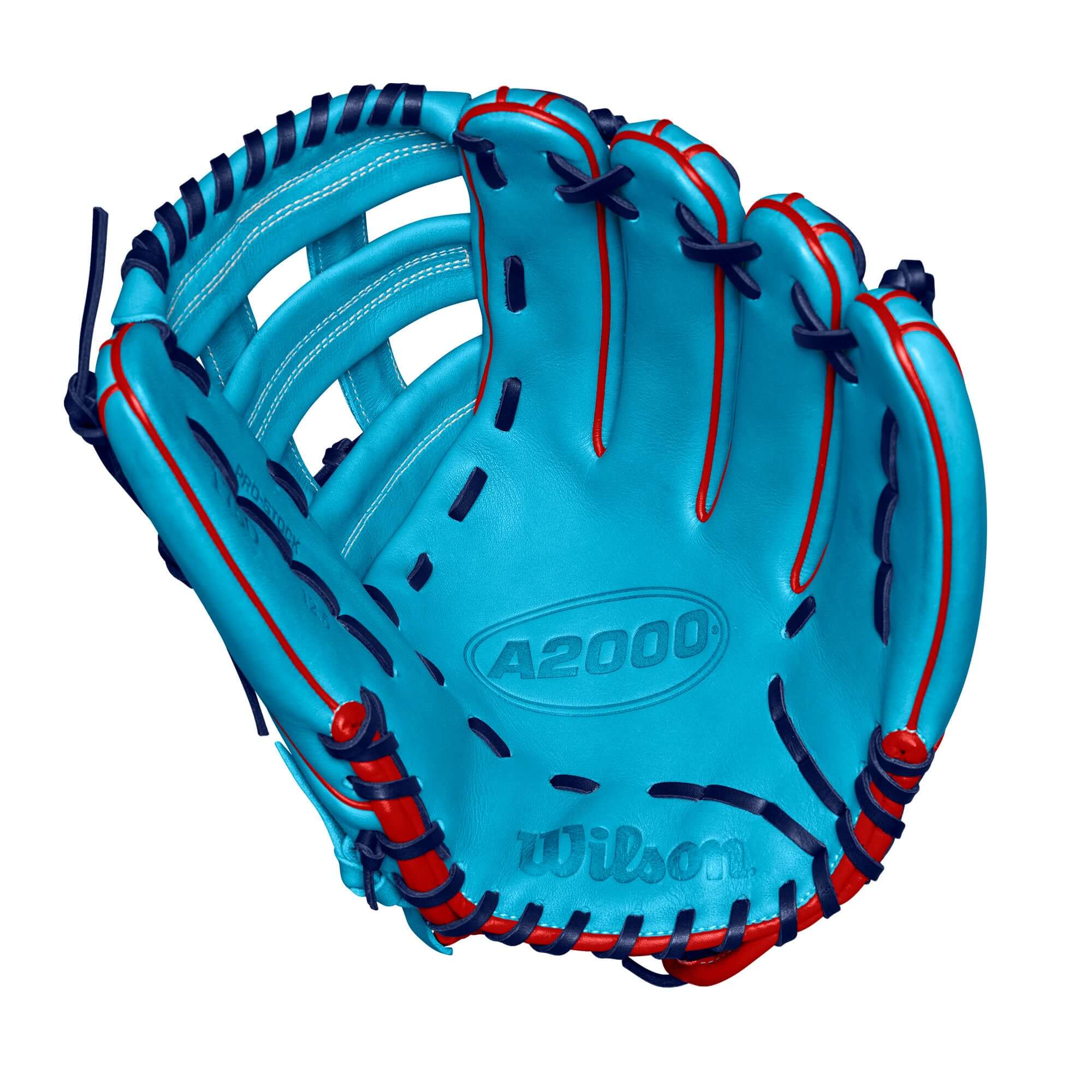 Wilson Fall 2024 A2000 1750 Outfield Baseball Glove Blue /Red LHT 12.5" - Image 3