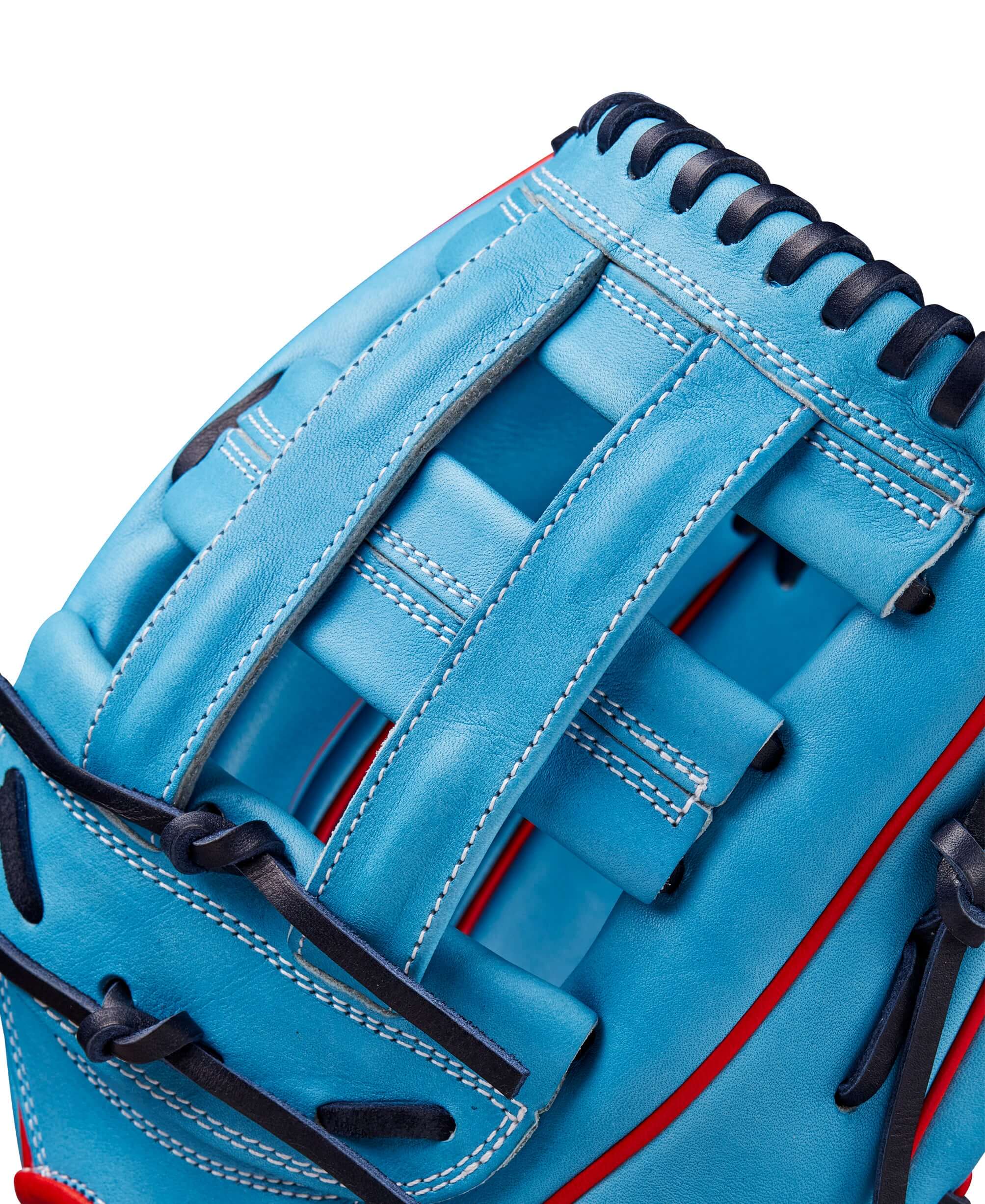 Wilson Fall 2024 A2000 1750 Outfield Baseball Glove Blue /Red LHT 12.5" - Image 6