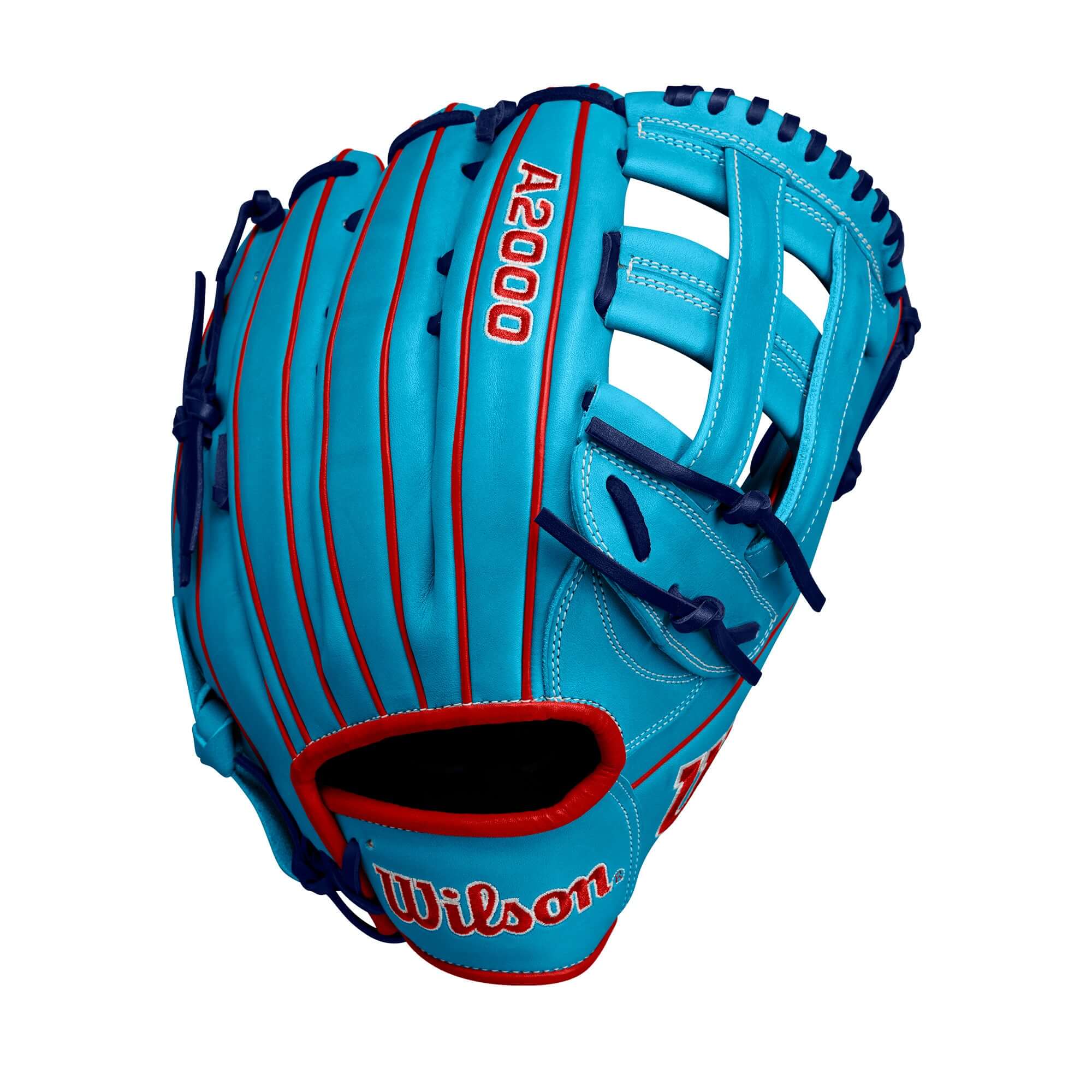 Wilson Fall 2024 A2000 1750 Outfield Baseball Glove Sky Blue /Red 12.5" - Image 2