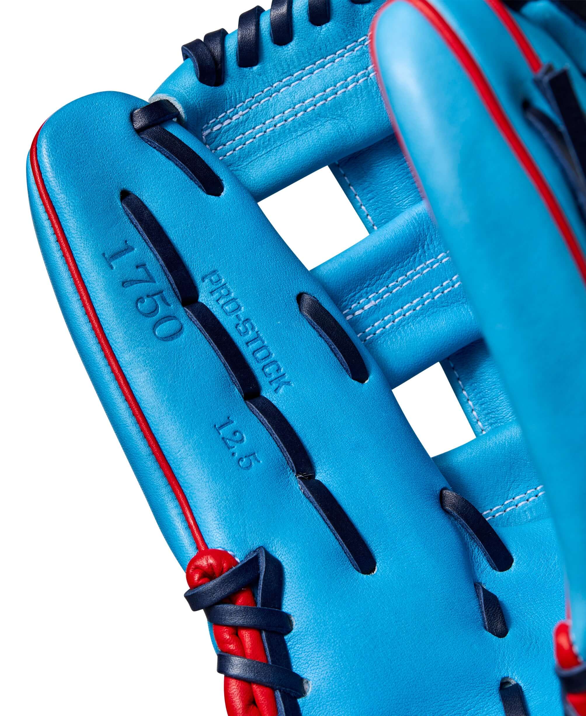 Wilson Fall 2024 A2000 1750 Outfield Baseball Glove Sky Blue /Red 12.5" - Image 8