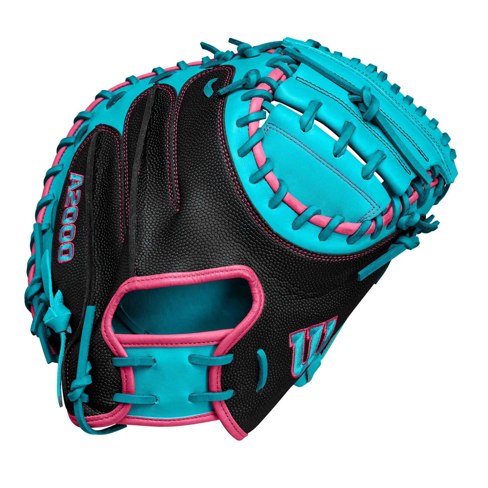 Wilson Fall 2024 A2000 CM33 Baseball Catcher's Mitt Black/Teal/ 33" - Image 2