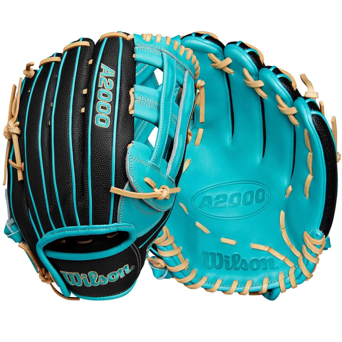 Wilson Fall 2024 A2000 PF50SS Outfield Baseball Glove Black/Teal 12.25"