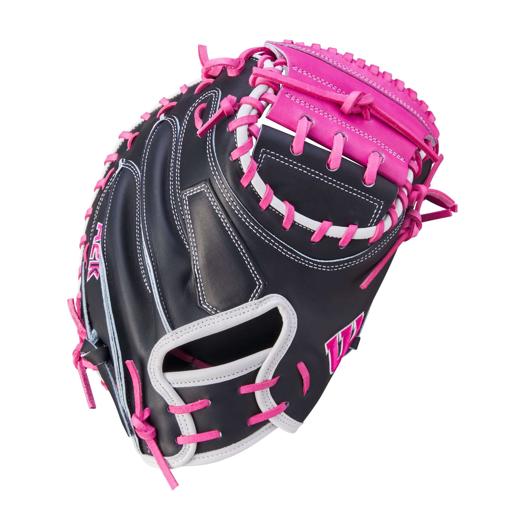 Wilson Fall 2024 A2K M23 Baseball Catcher's Mitt Navy Blue/Flamingo 33.5" - Image 2