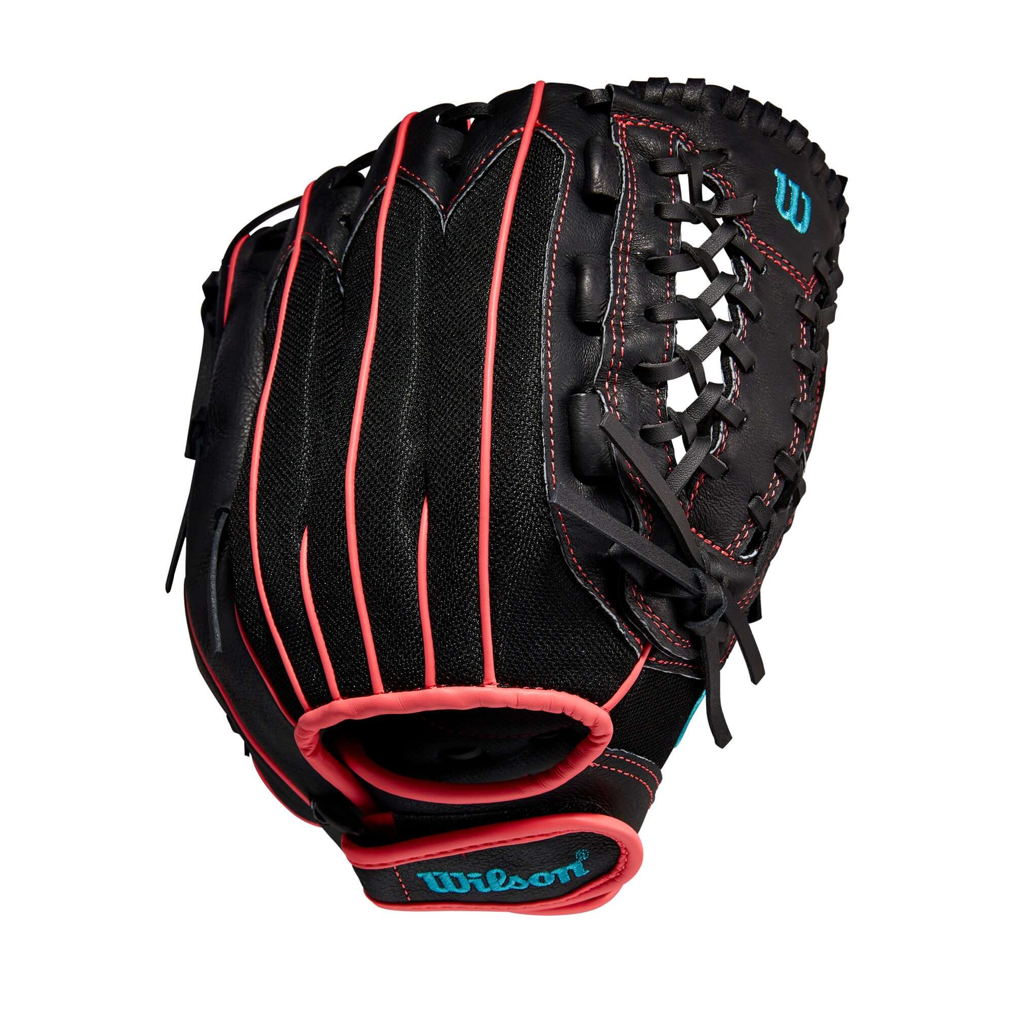 Wilson Flash 12" Outfield Glove - RHT - Black/Pink/Tropical Blue