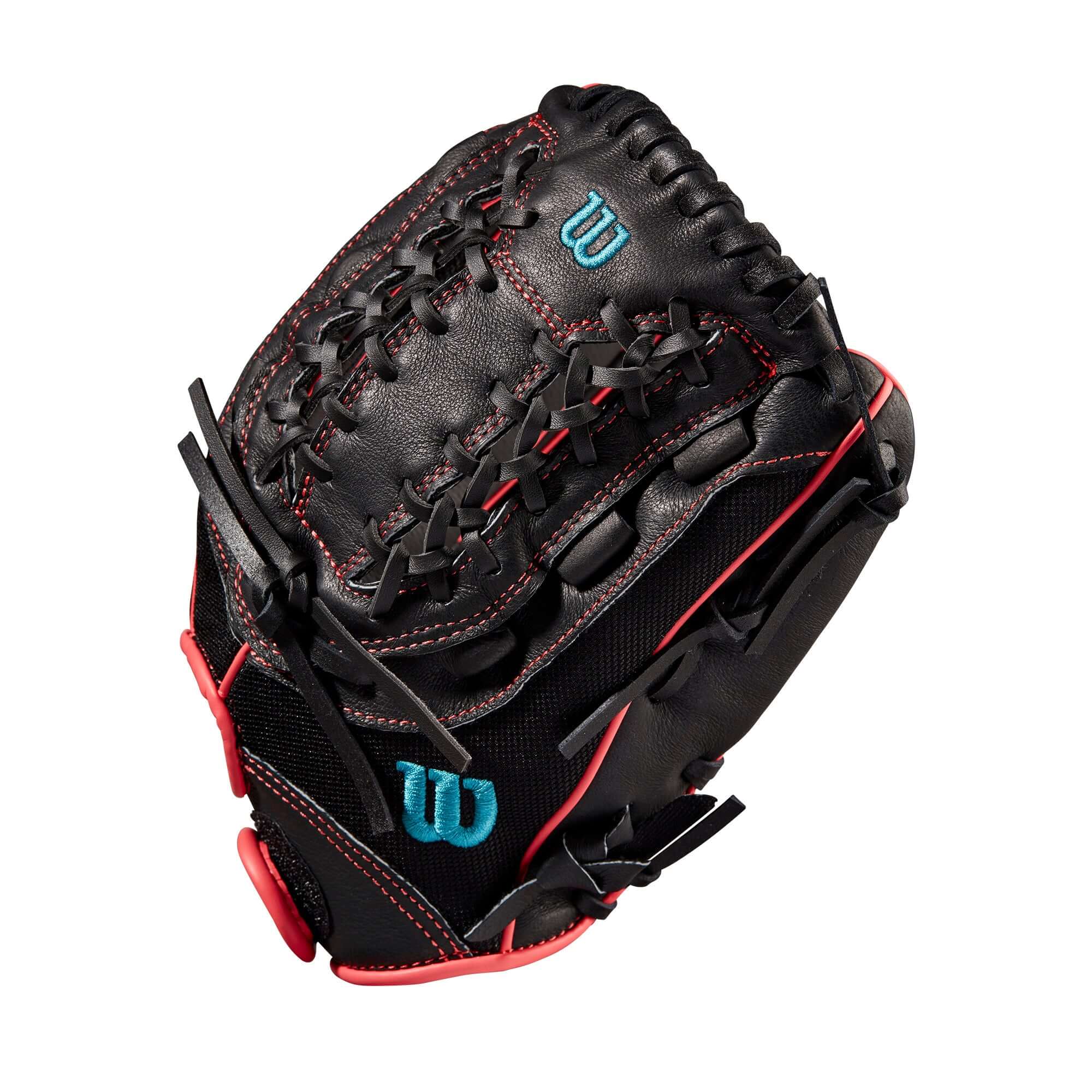 Wilson Flash 12" Outfield Glove - LHT - Black/Pink/Tropical Blue - Image 4