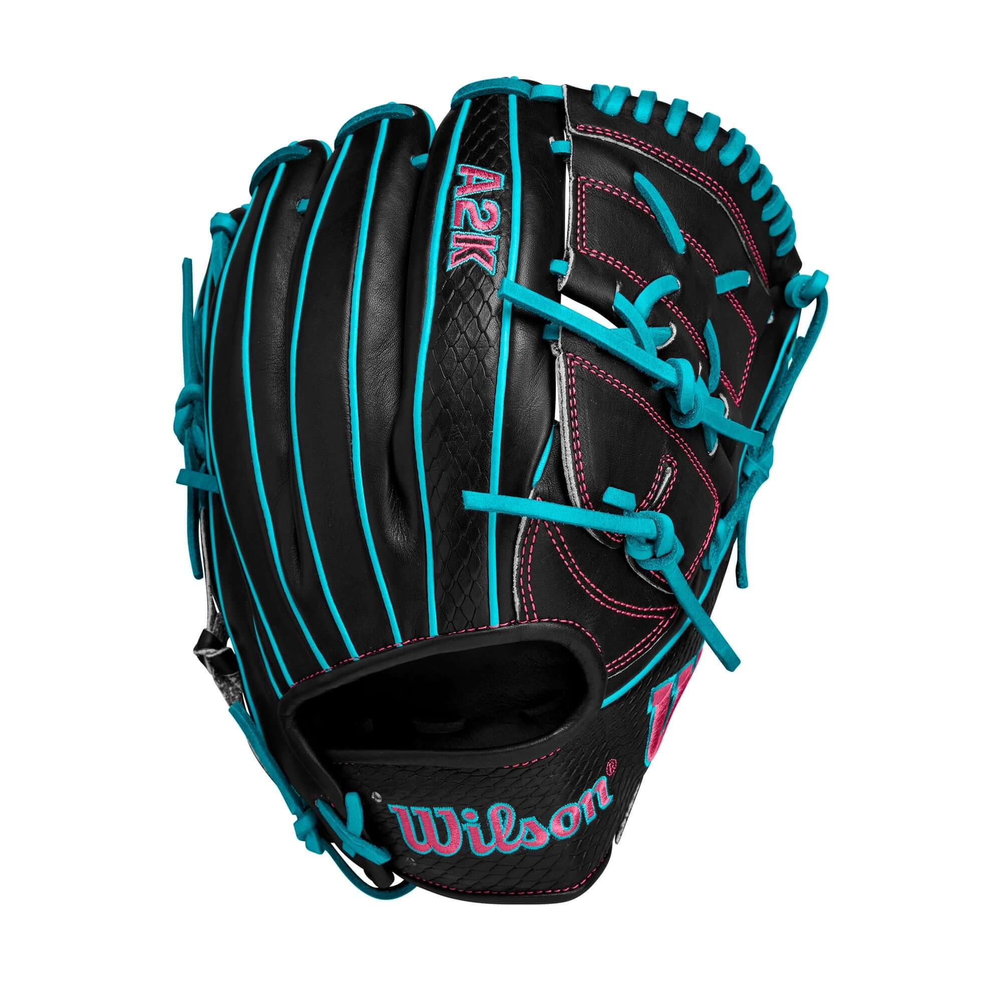 Wilson Spring 2025 A2K B2 Black/Teal/Flamingo 12" LHT - Image 2