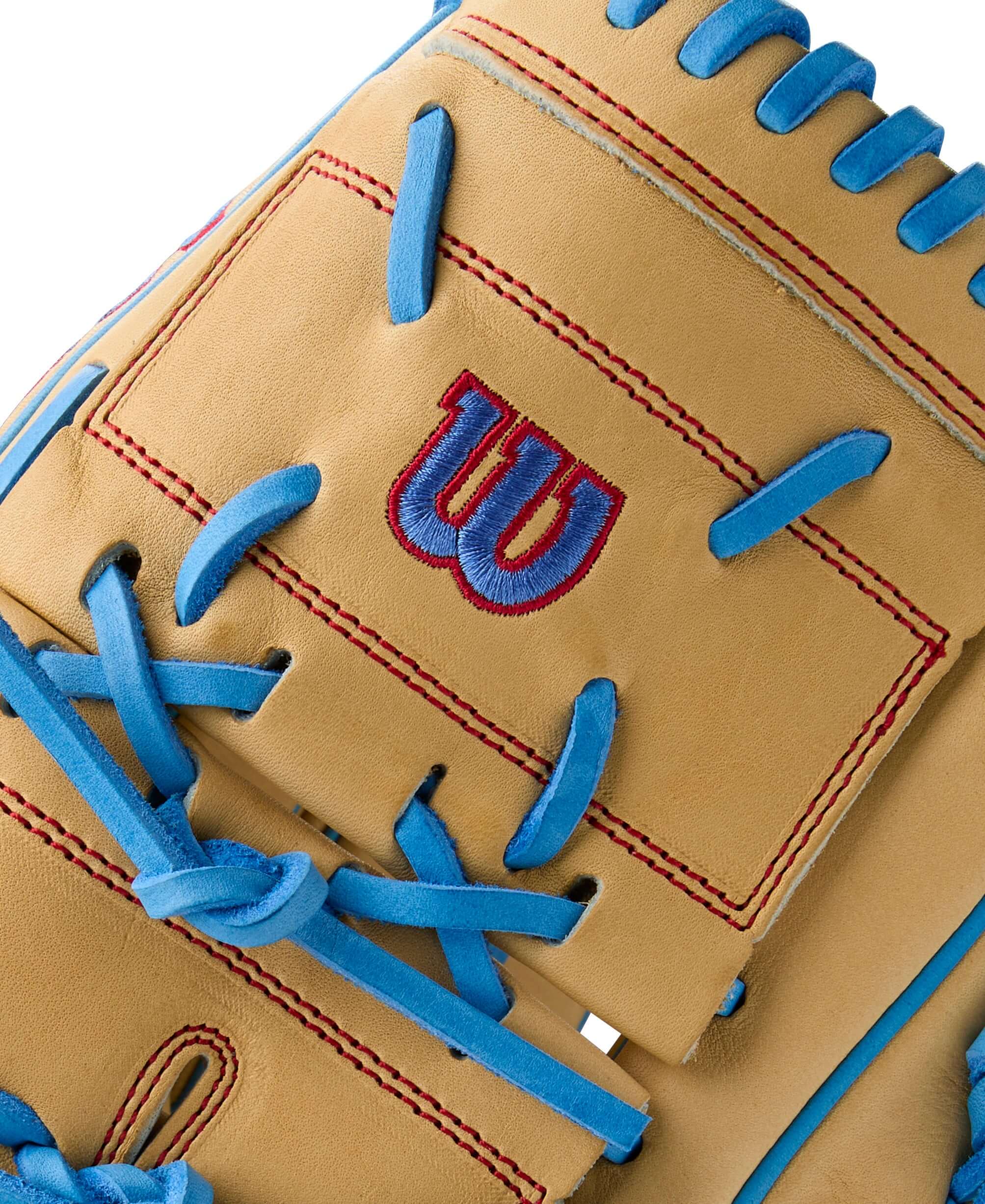 Wilson Summer 2025 A2000 B125 Pitcher's Baseball Glove Blonde/Sky Blue/Red 12.5" LHT - Image 6